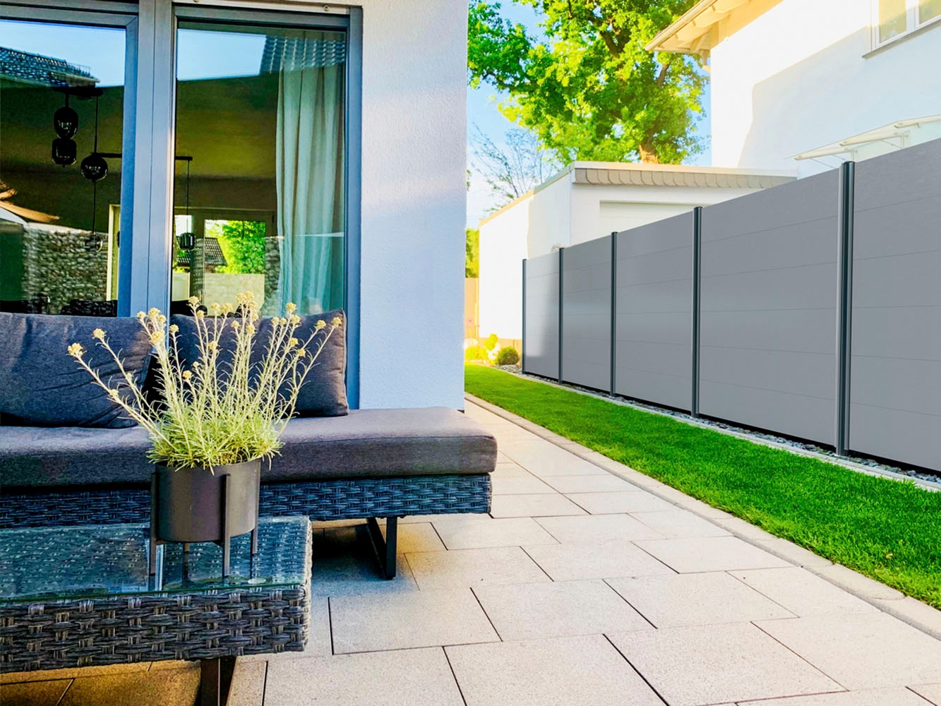Alberts Dichtzaun »Palitio, Profilhöhe 150 mm« Aluminium, verschiedene Dekore und Längen