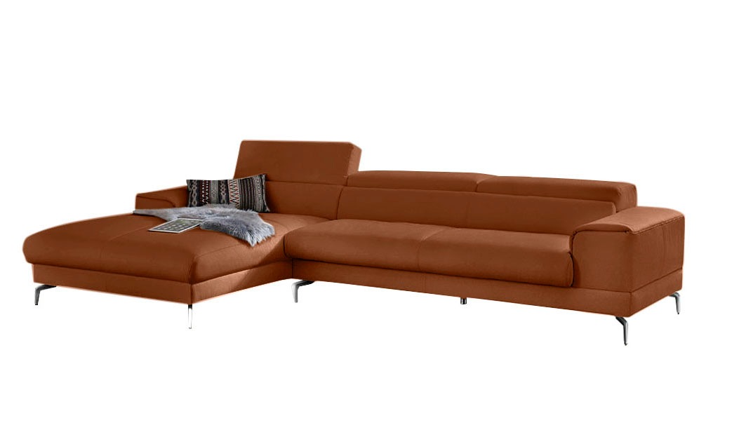 W.SCHILLIG Ecksofa »piedroo, Designsofa mit tollem Sitzkomfort, elegant und bequem, L-Form«, Kopfteilverstellung, wahlweise mit Sitztiefenverstellung, Breite 343cm