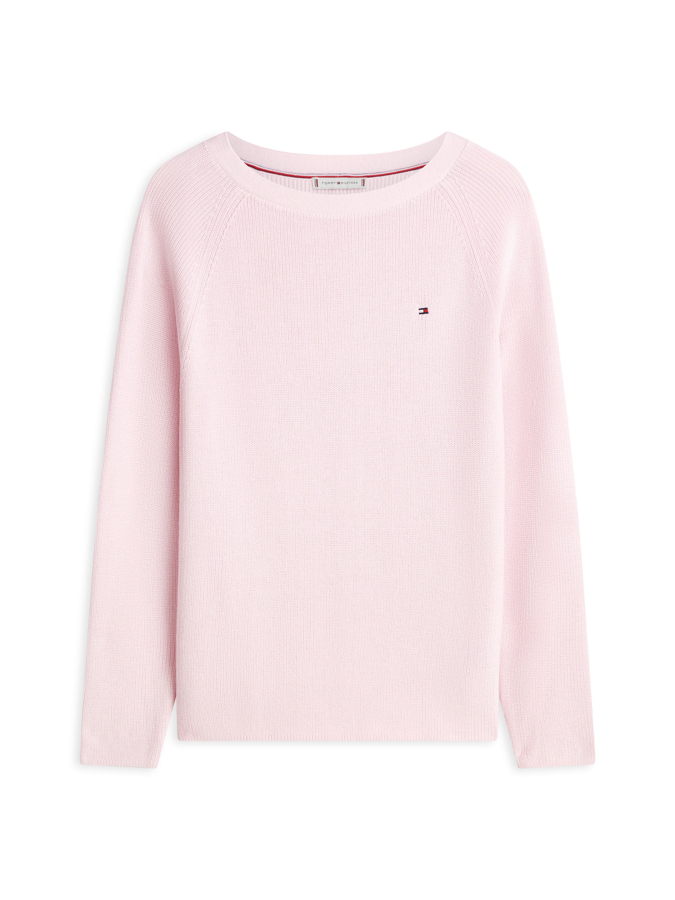 Tommy Hilfiger »CO CARDI FINE GG LS BOAT-NK SWT« mit Raglanärmel, Logostickerei