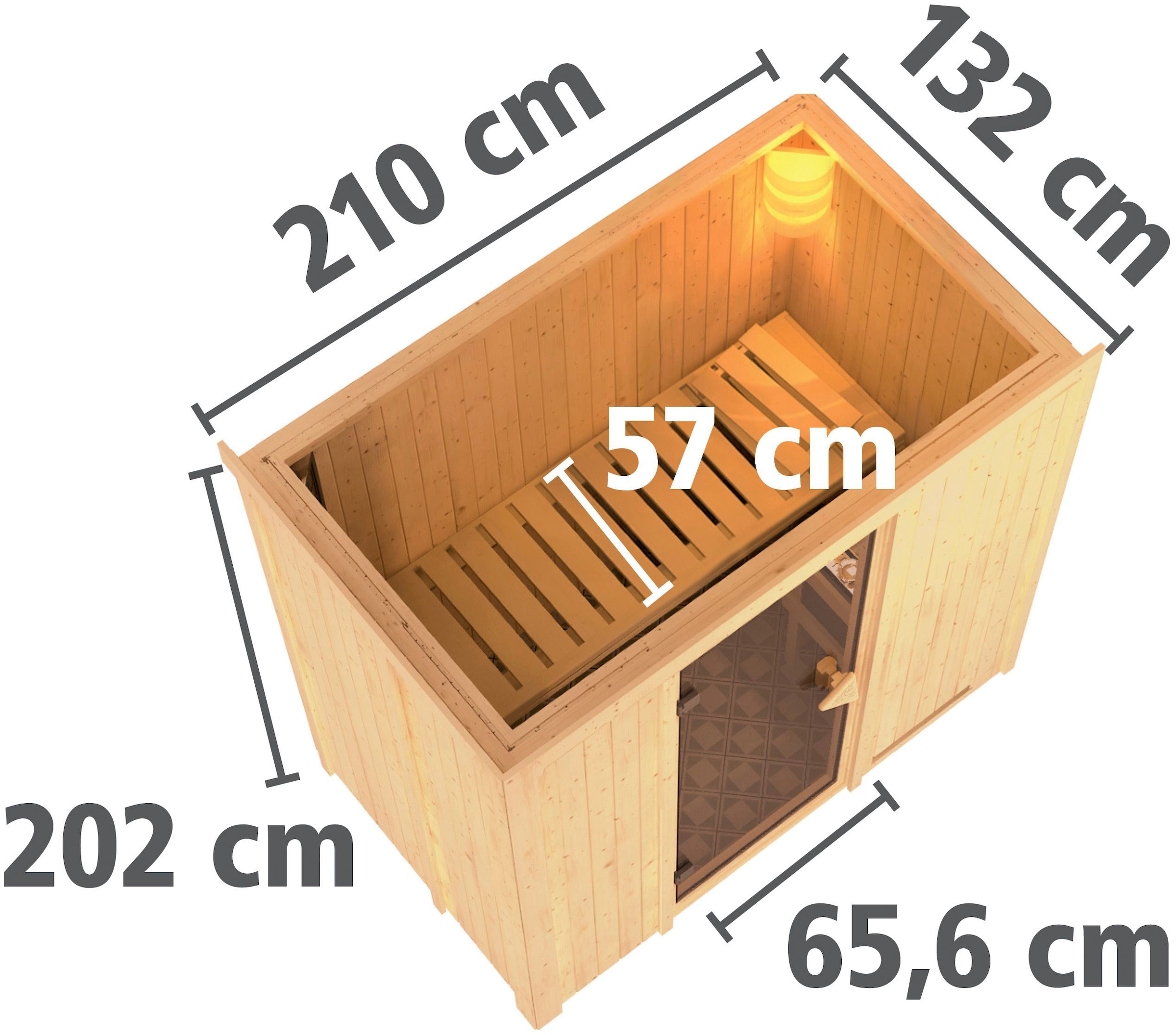 Karibu Sauna »Vada« Set,  Ofen 9 kW Bio externe Strg easy