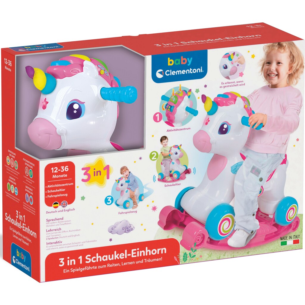 Clementoni® Schaukeltier »Baby Clementoni, Schaukel-Einhorn 3in1«