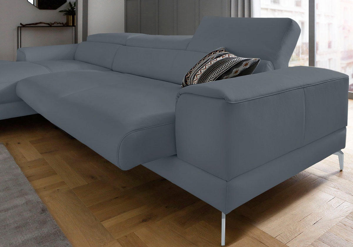W.SCHILLIG Ecksofa »piedroo, Designsofa mit tollem Sitzkomfort, bequem und elegant, L-Form«, Kopfteilverstellung, wahlweise mit Sitztiefenverstellung, Breite 343cm