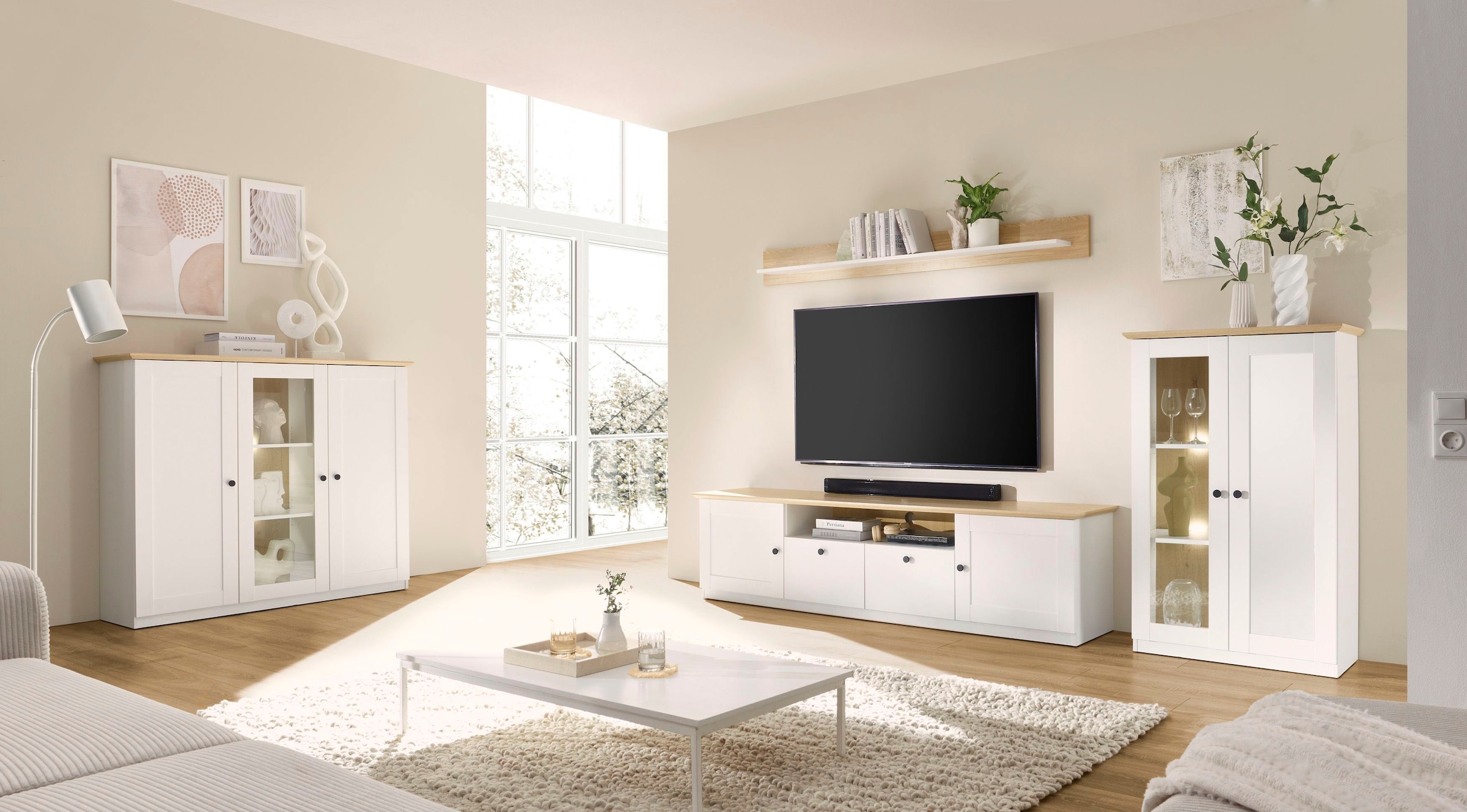 OTTO home Wohnwand »Brest, Anbauwand im Landhausstil, Komplettset, Wohnzimmer-Set« Set, 3 Stk. tlg.