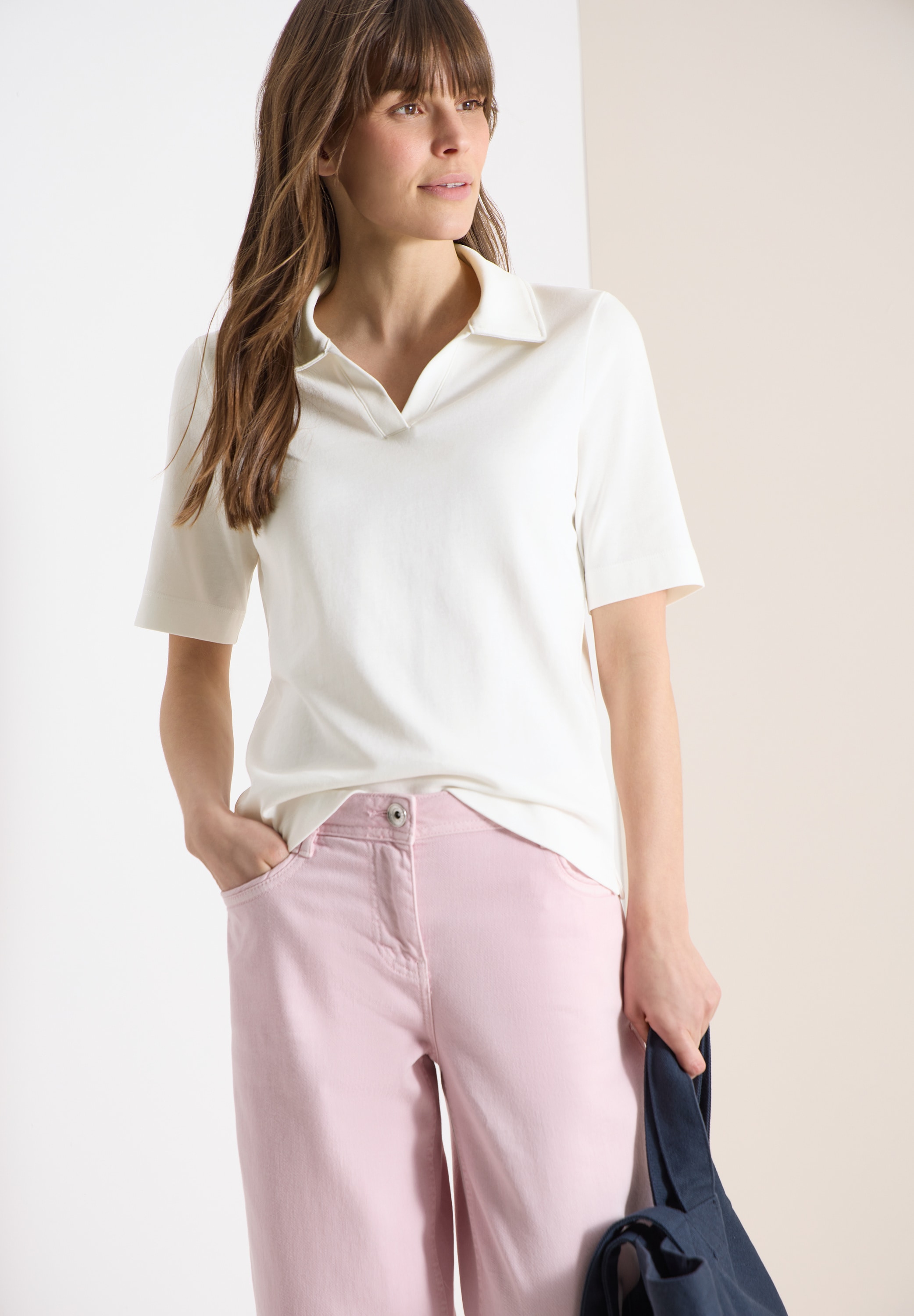 Cecil Poloshirt mit seitlichen Schlitzen im Saum