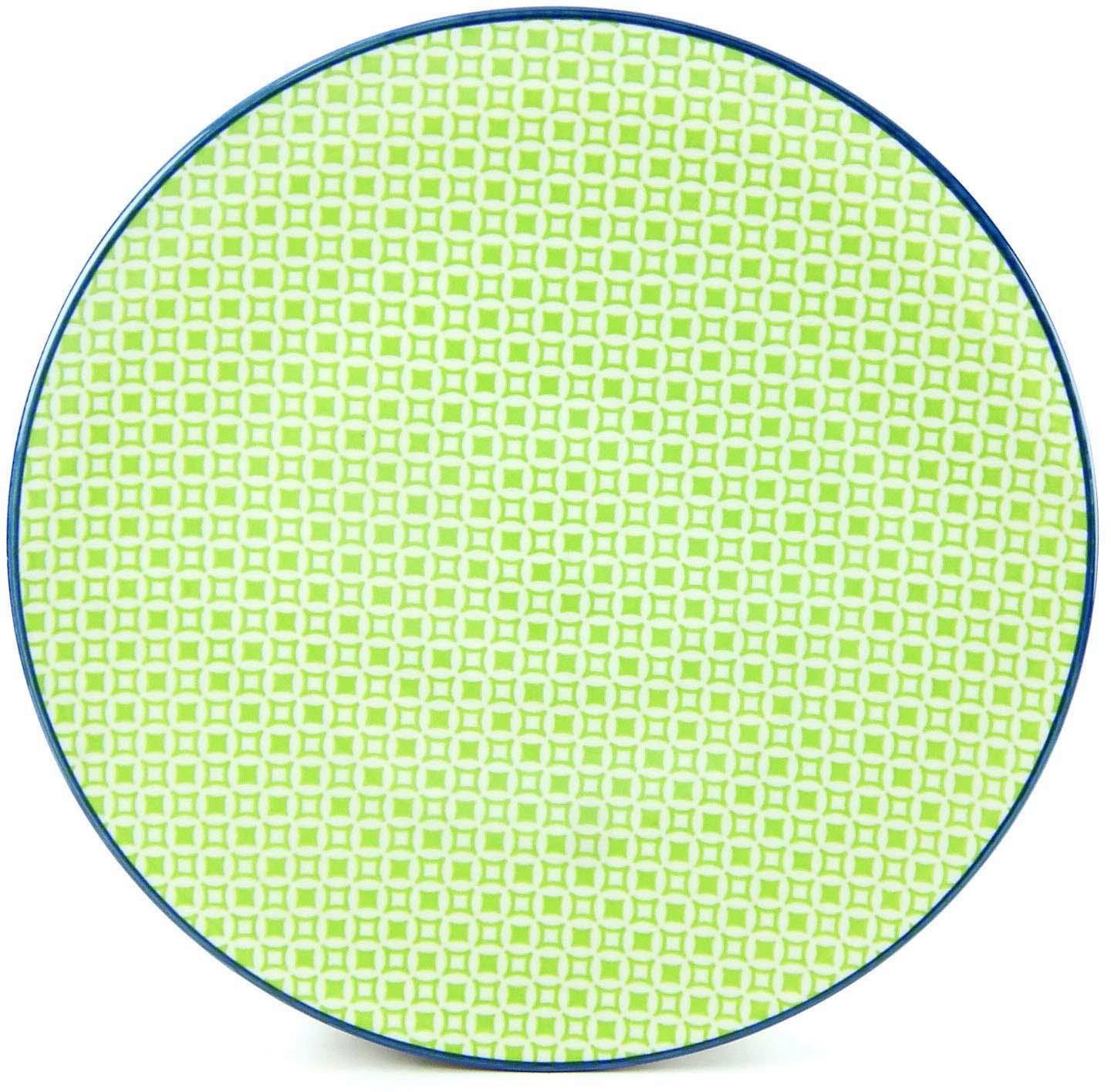 CreaTable Speiseteller »Mediterran«, (Set, 4 St.), Ø 27 cm, Steinzeug, Farbe grün