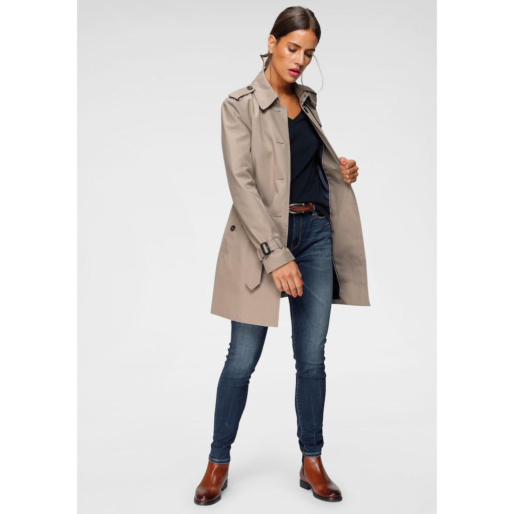 Tommy Hilfiger Langjacke »HERITAGE SINGLE BREASTED TRENCH«, mti den typischen Trenchdetails & Tommy Streifen als Gürtelschlaufe