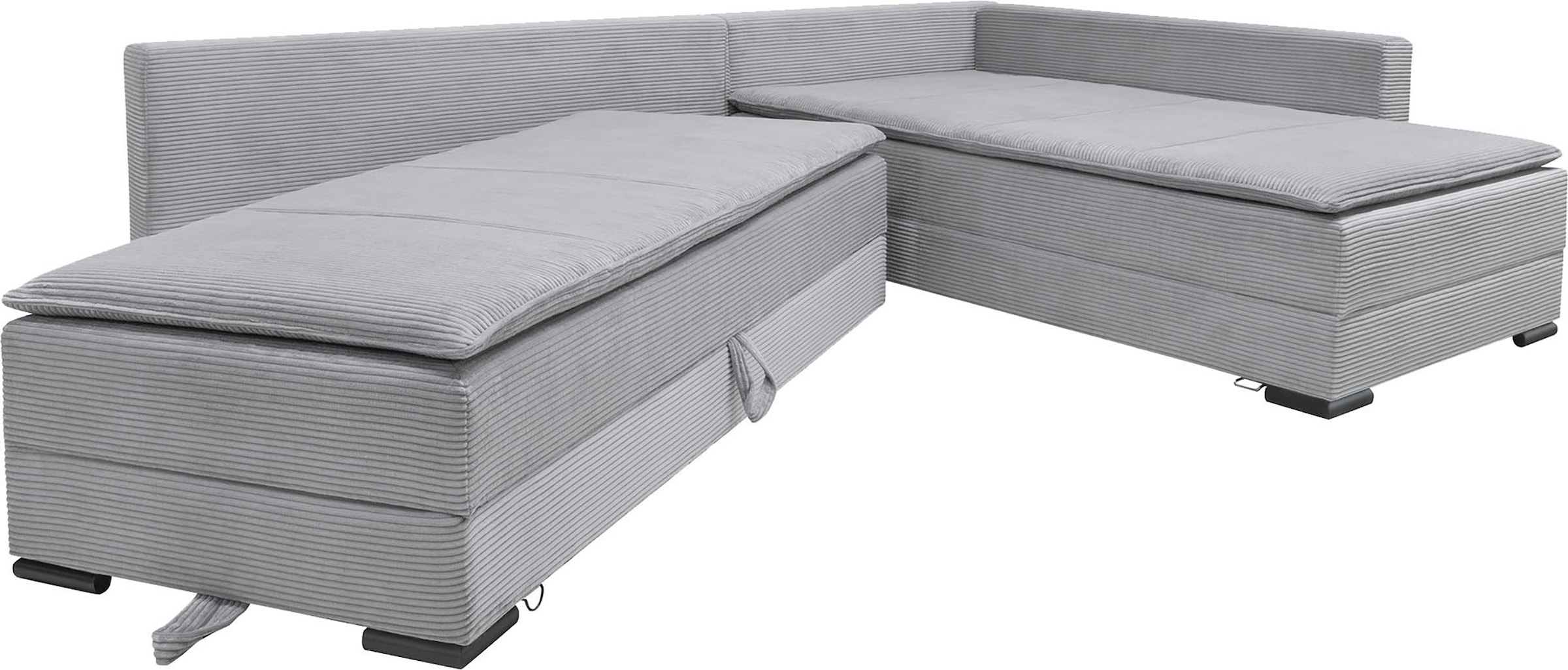 Home affaire Ecksofa »Night & Day L-Form, B: 321 cm, mit Dauer-Schlaffunktion 180x200 cm« Schlaffunktion, Bettkasten, Topper & 3 Zierkissen, Boxspringbett Cord
