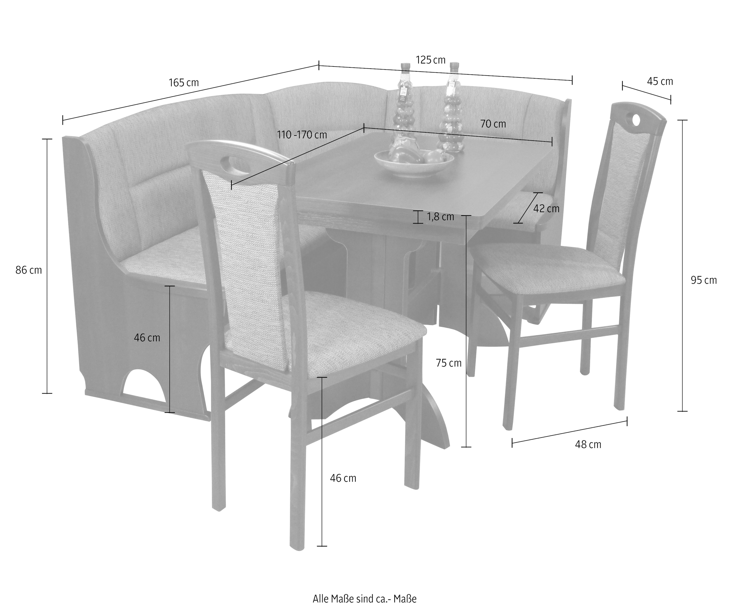Home affaire Eckbankgruppe »Madrid«, (Set, 4 tlg.), Schenkel wechselbar