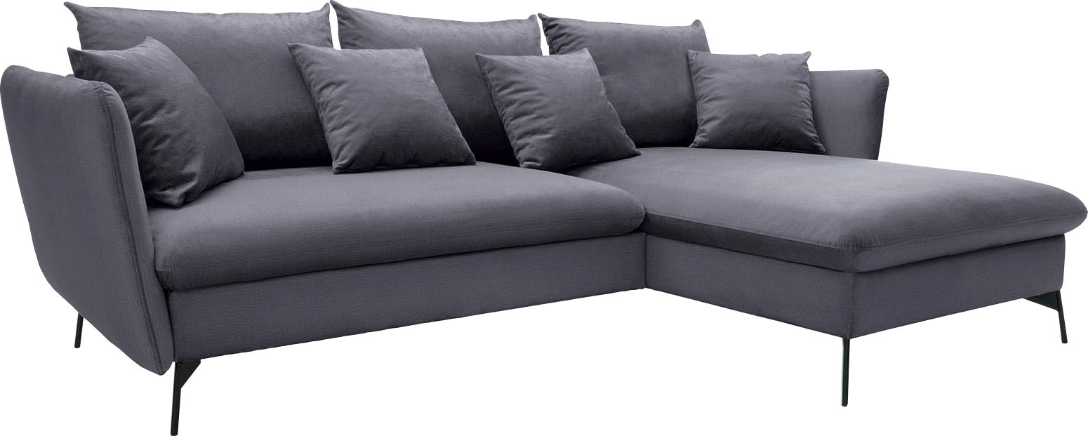 andas Ecksofa »LIVORNO,258 cm, L-Form,«, Schlaffunktion u. Bettkasten (139/224cm), Samt, Struktur, Webstoff