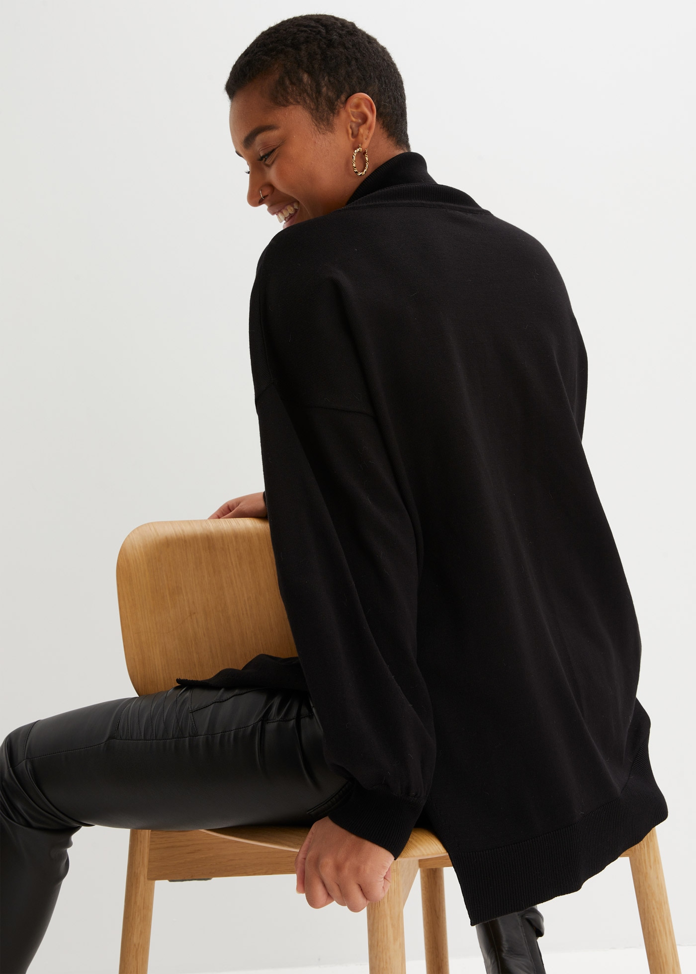 bonprix Rollkragenpullover aus Viskose und Polyamid, Rollkragen, lässige Passform