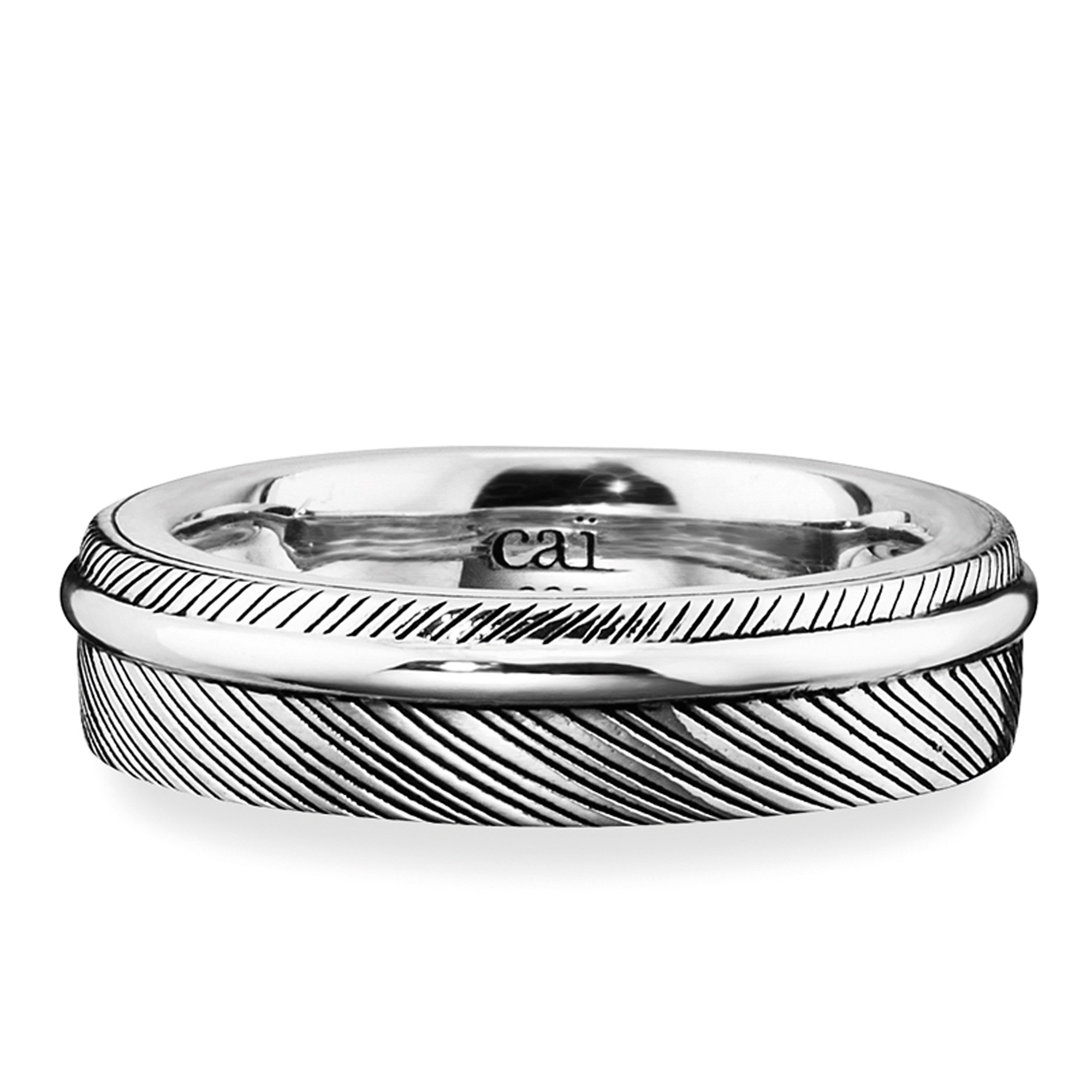 CAÏ Fingerring »925/- Sterling Silber rhodiniert Feder«, Ring