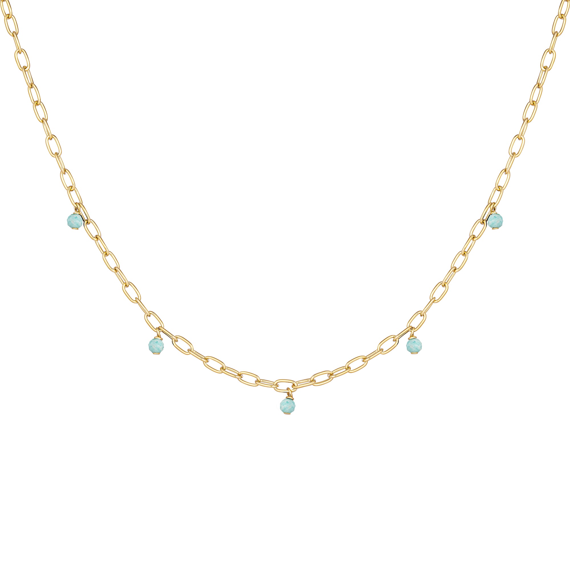 CAÏ Silberkette »925 Silber vergoldet Amazonit«, Collier