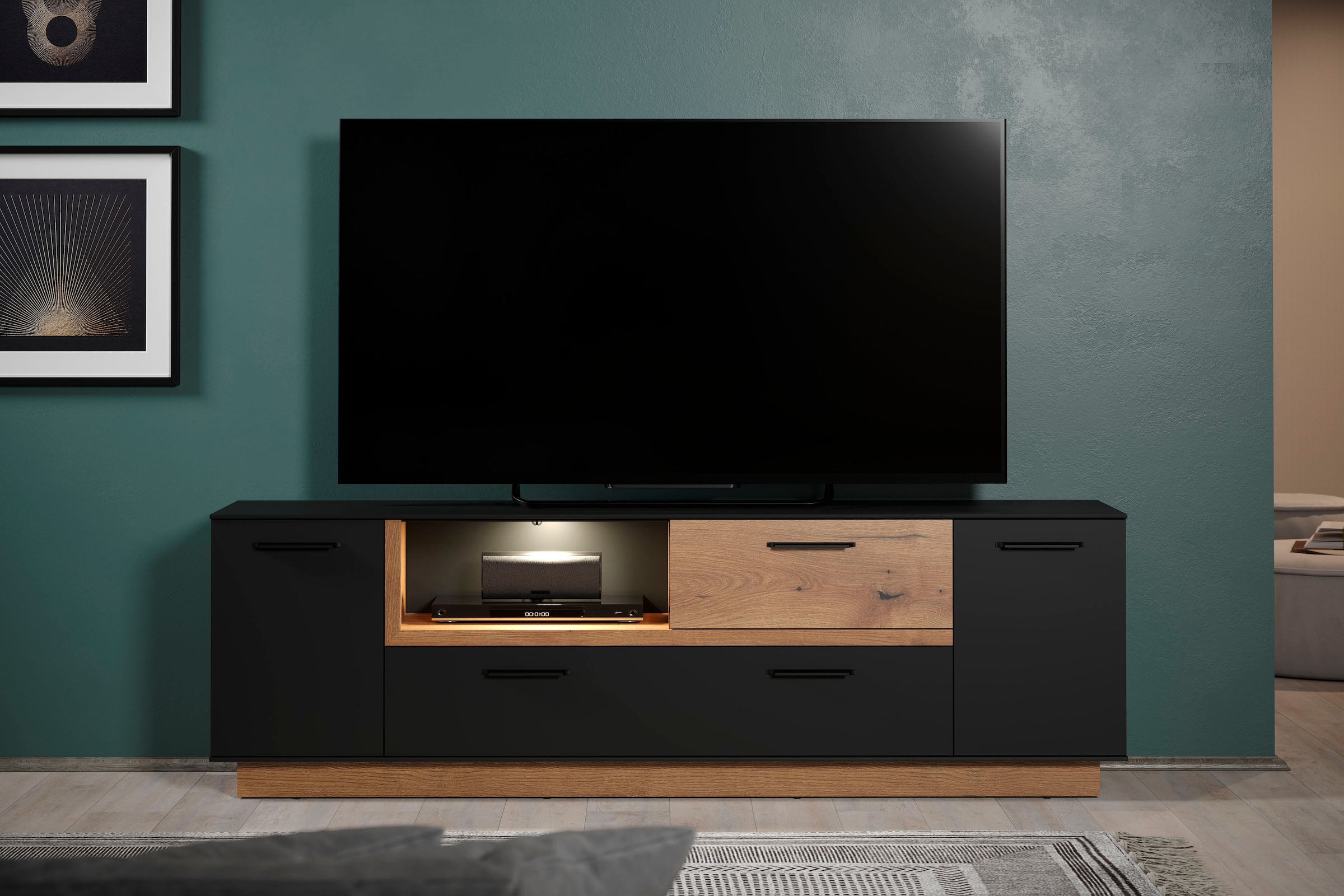 INOSIGN TV-Bank »Premont«, (1 St.), Eleganter, zweifarbiger TV-Schrank - Lowboard mit Soft-Close
