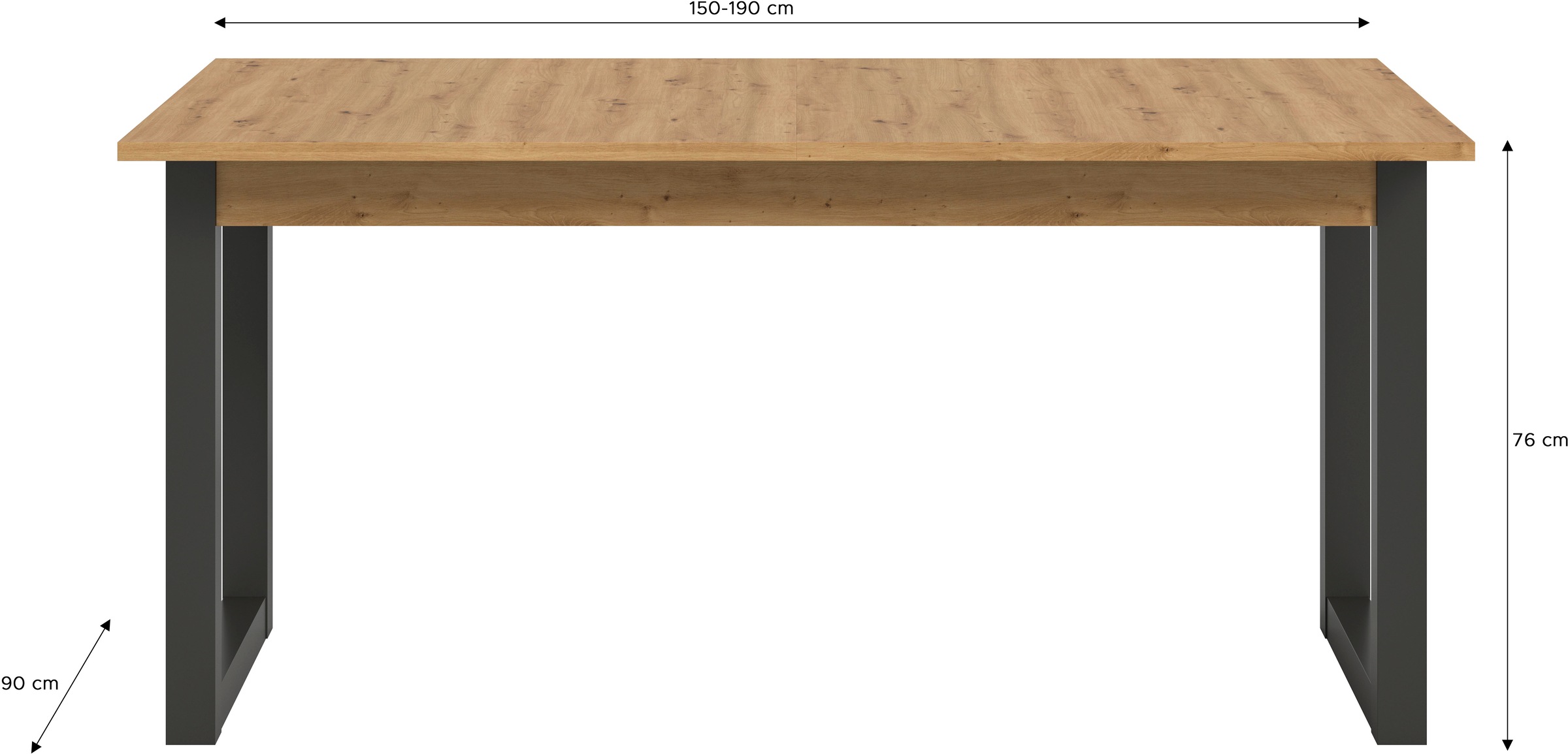 INOSIGN Esstisch »Rail, ausziehbar 150 -190 cm, inklusive 40 cm Einlegeplatte«, Kufengestell, Küchentisch, Esszimmer, Küche