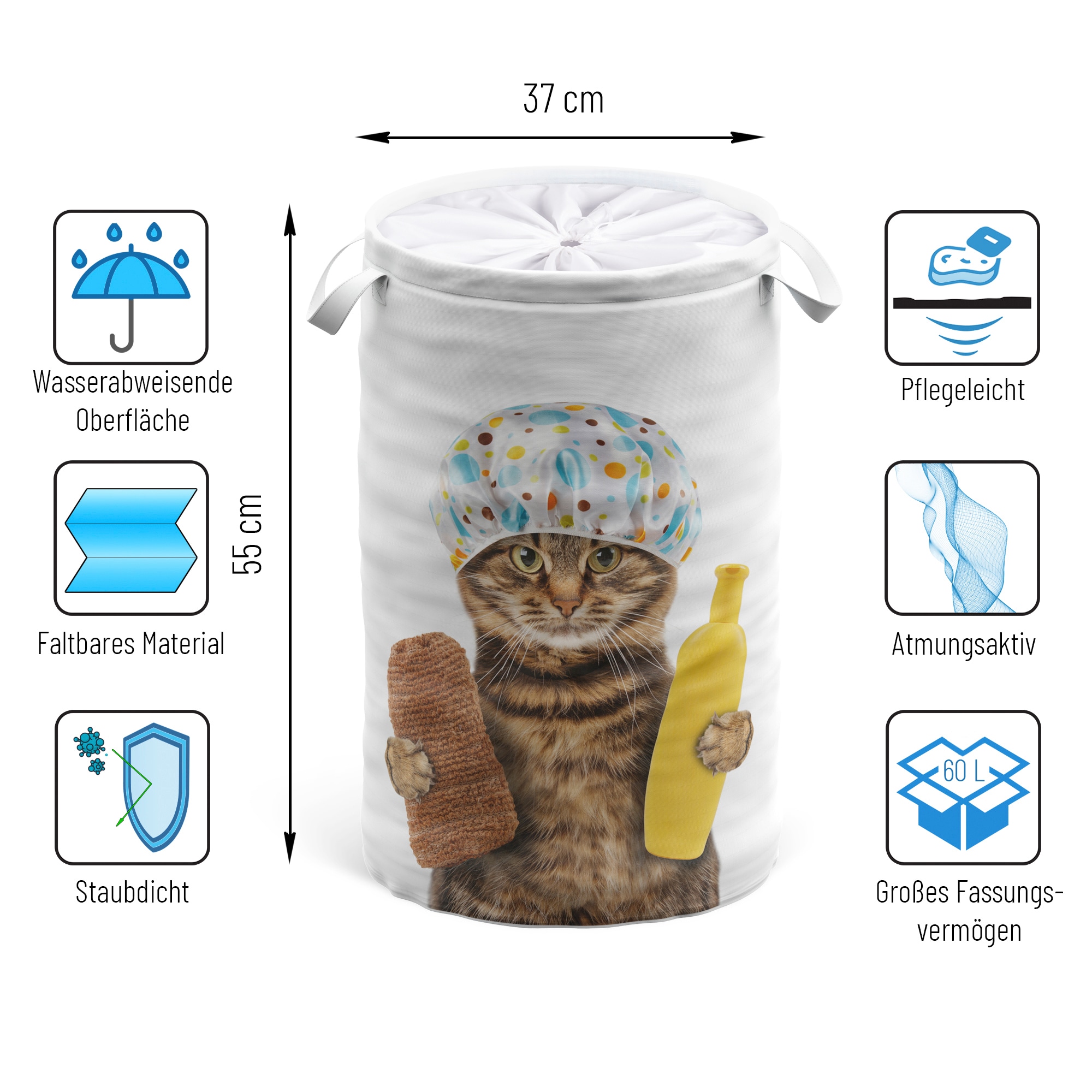 Sanilo Wäschekorb »Shower Cat«, 60 Liter, faltbar, mit Sichtschutz  bestellen im OTTO Online Shop