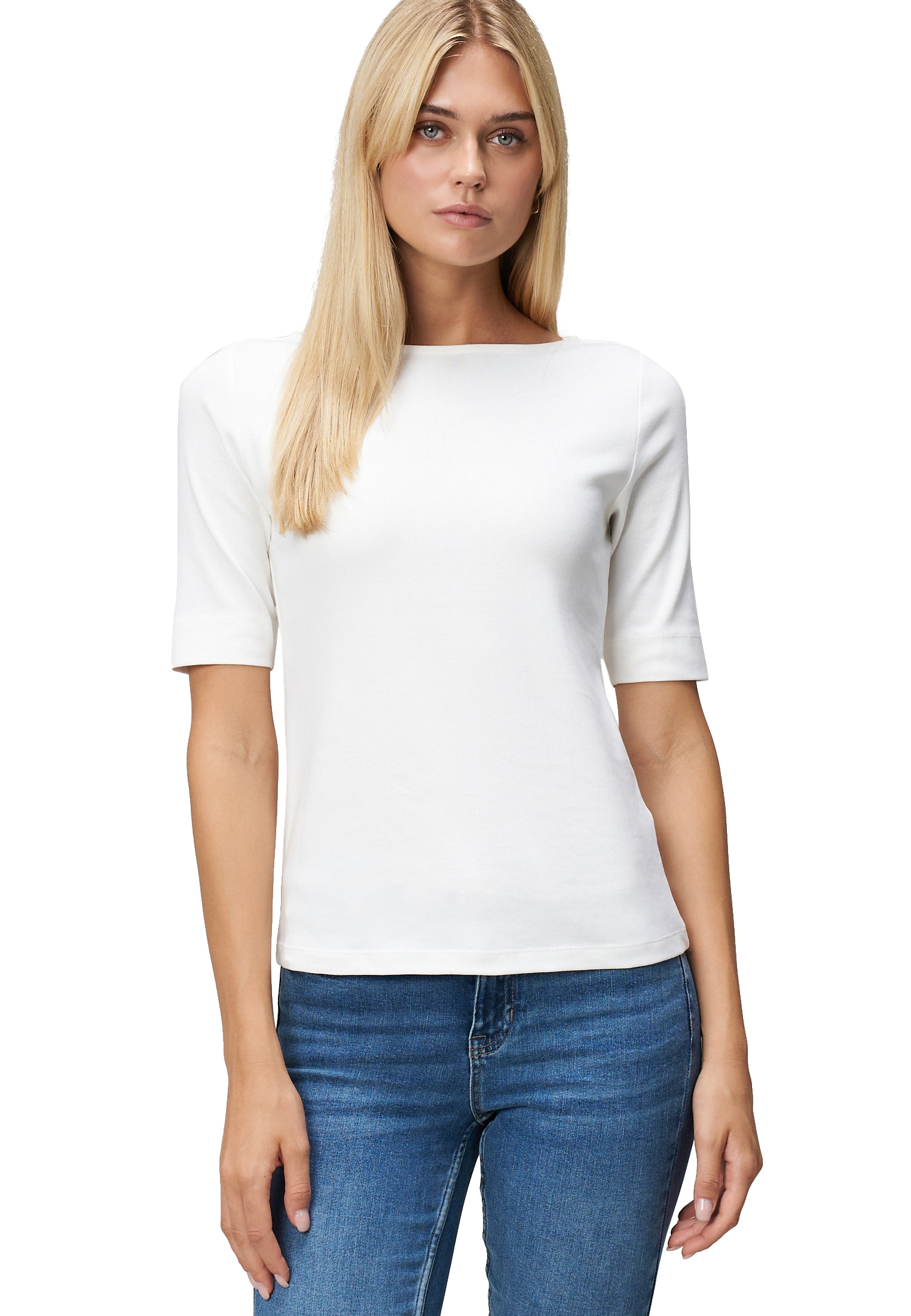 Zero T-Shirt »Baumwollshirt mit U-Boot Ausschnitt«