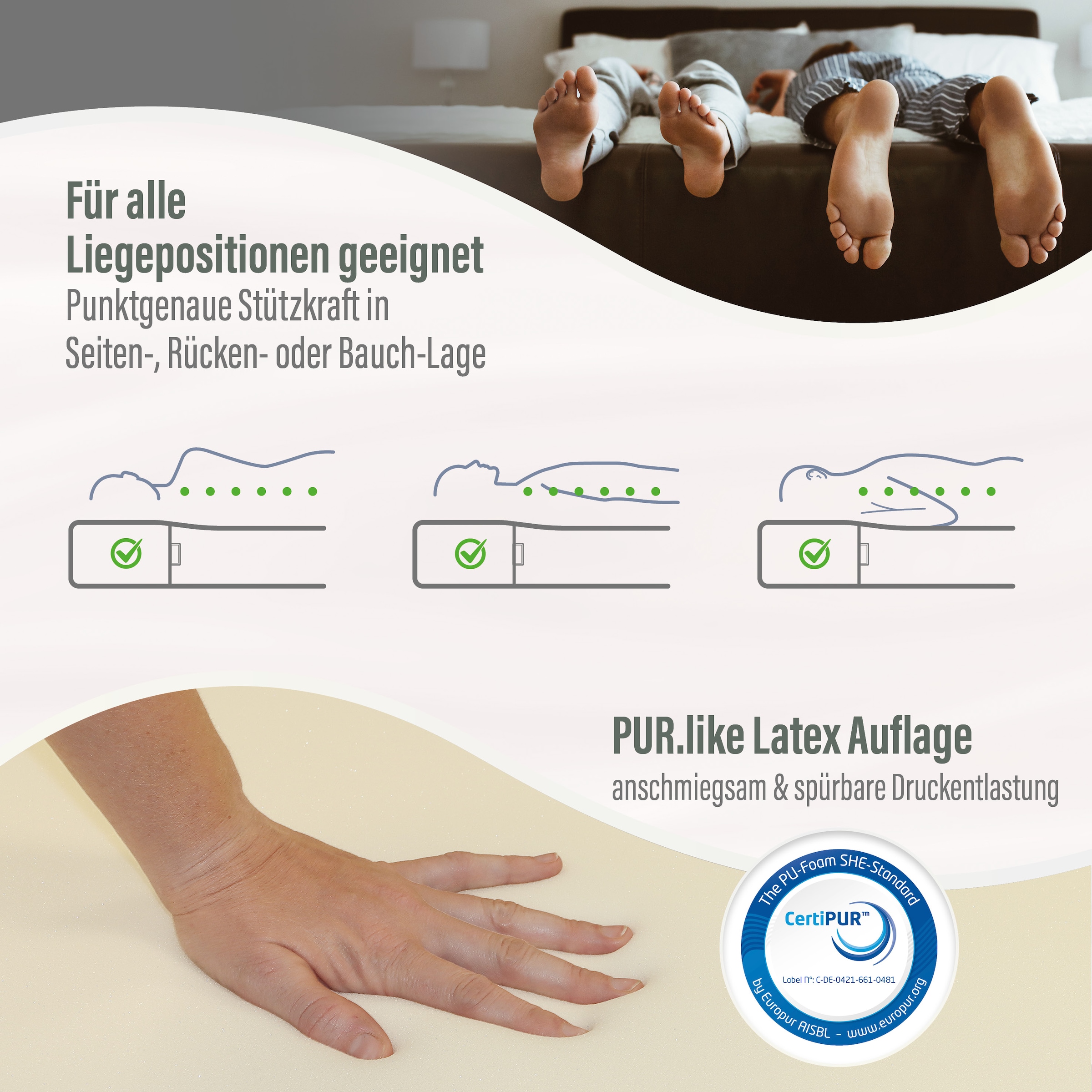 Beco Hybridschaum-Matratze »Feel Like Latex ONE KS«, 21 cm hoch, (1 St.), Ergonomischer Hybridschaum mit komfortabler Feel Like Latex Auflage