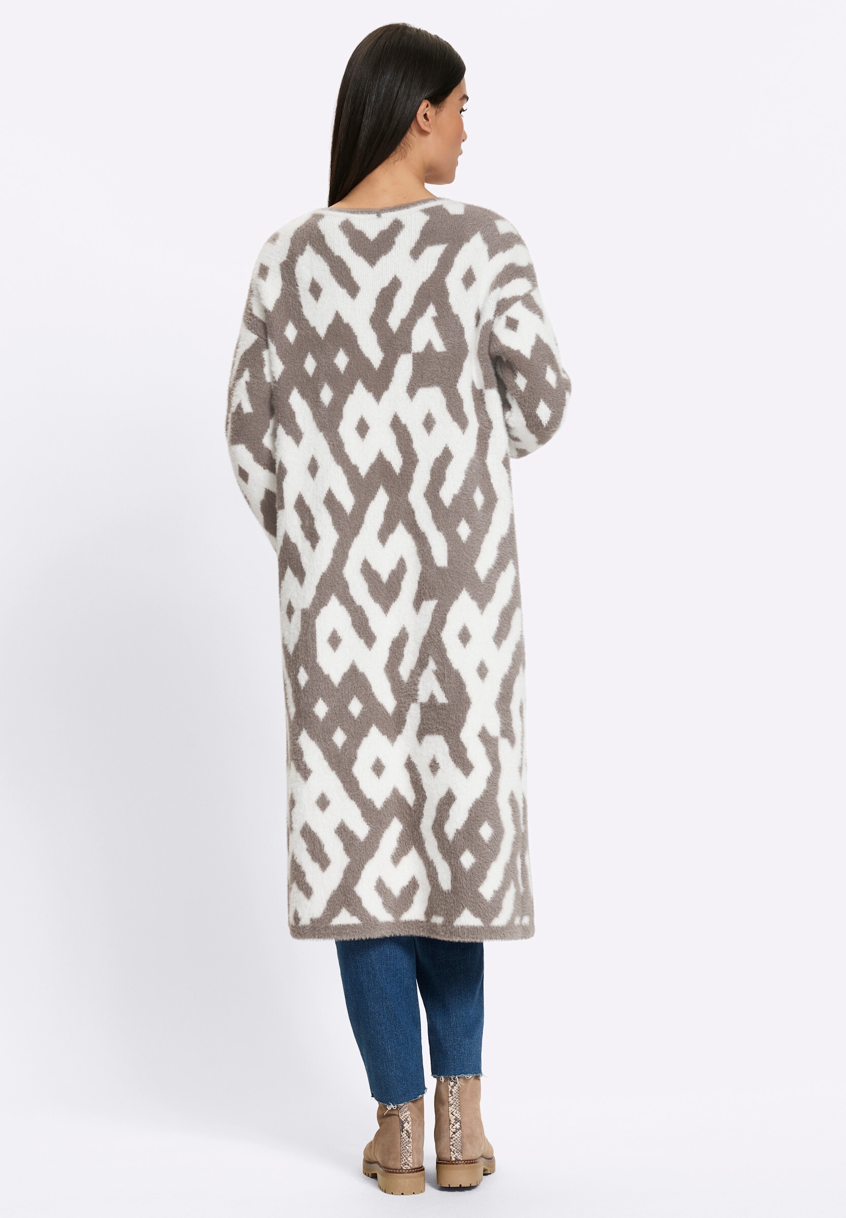 heine Strickjacke »Strickmantel Strickmantel mit Grafik-Dessin«