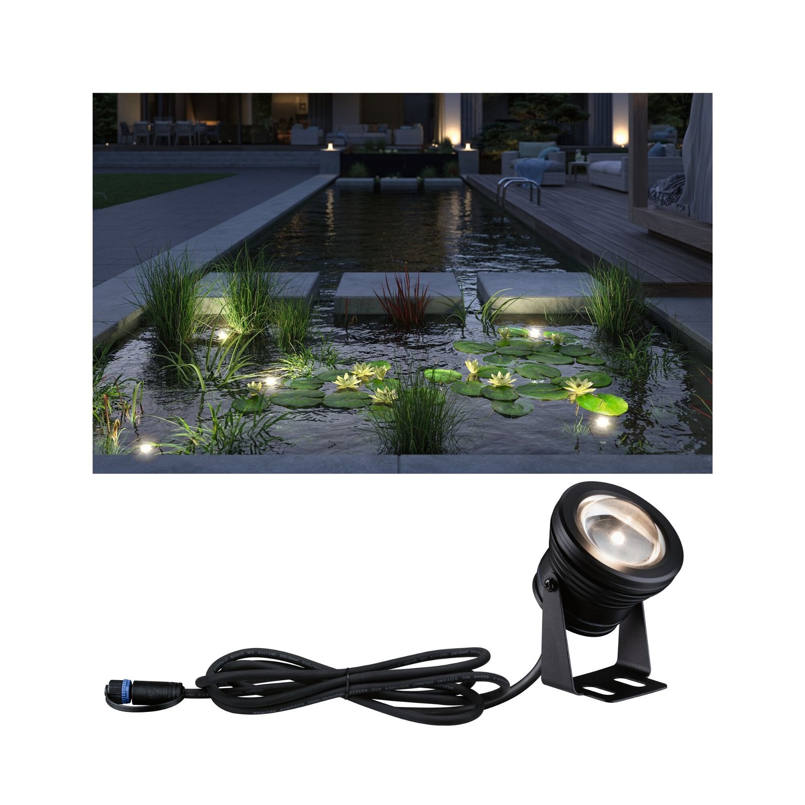 Paulmann LED Gartenstrahler »Plug & Shine Spot Teichleuchte Einzelspot IP68 3000K 5W Schwarz«, 1 flammig