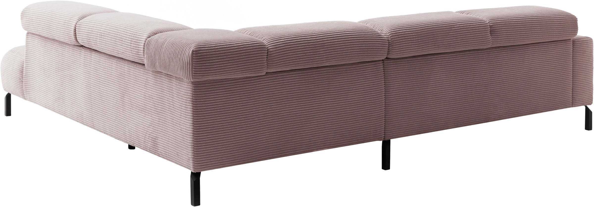 Home affaire Ecksofa »Antonelli, L-Form,  inkl. Kopfteilverstellung, Breite 276 cm« ohne Sitztiefenverstellung, in Cord, rosé