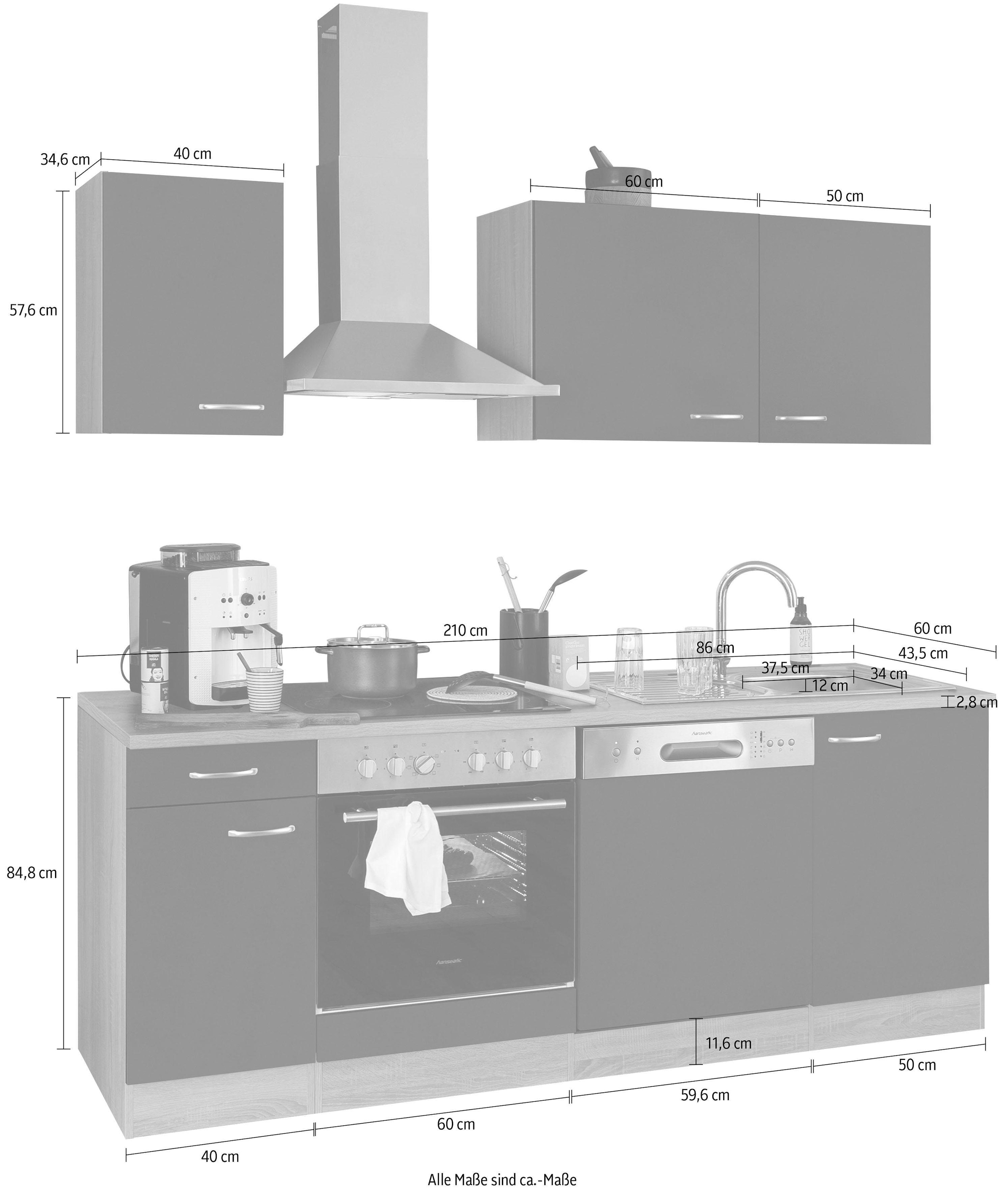 OPTIFIT Küchenzeile »Parare«, ohne E-Geräte, Breite 210 cm