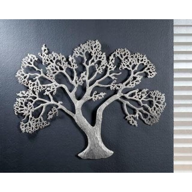 GILDE Wanddekoobjekt »Wandrelief Baum, silber«, (1 St.), Wanddeko, aus  Metall, dekorativ im Esszimmer & Wohnzimmer online bei OTTO