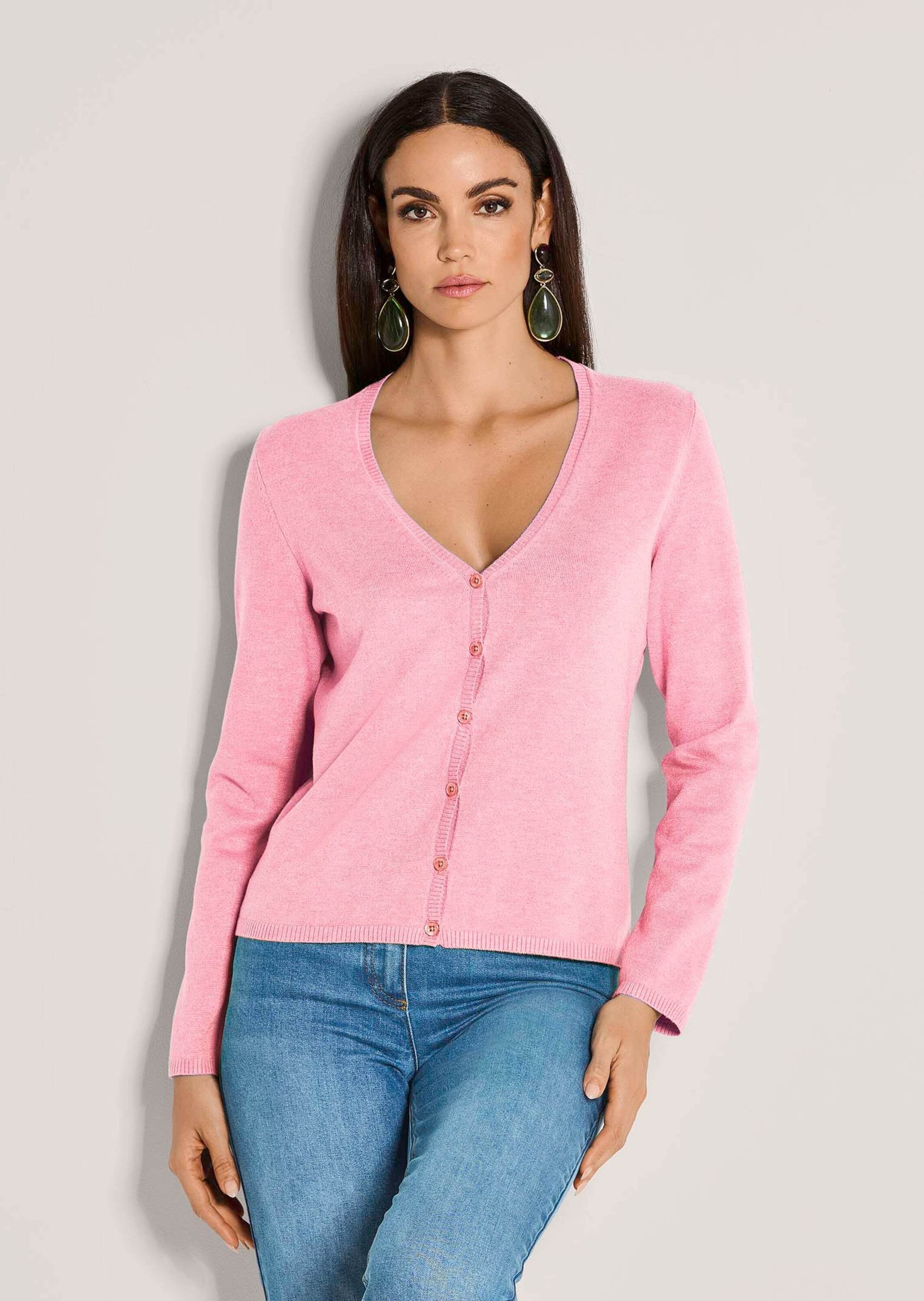 MADELEINE Strickjacke »Strickjacke Langarm Jacke im Feinstrick mit V-Ausschnitt«
