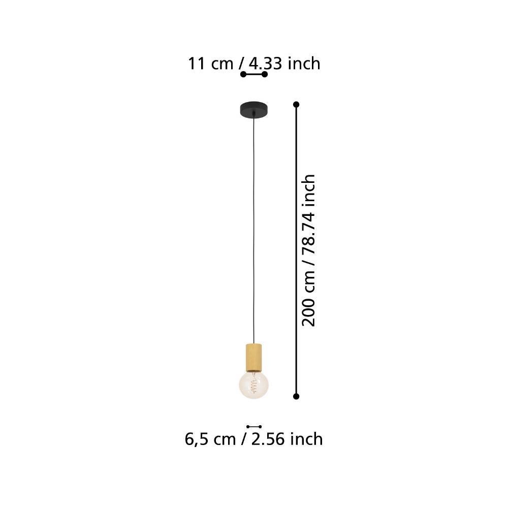 EGLO Hängeleuchte »POZUETA 1«, 1 flammig, Leuchtmittel E27 | ohne Leuchtmittel, Pendelleuchte, FSC100HB, E27 Fassung mit Kabel, Hängeleuchte, Ø 6,5 cm