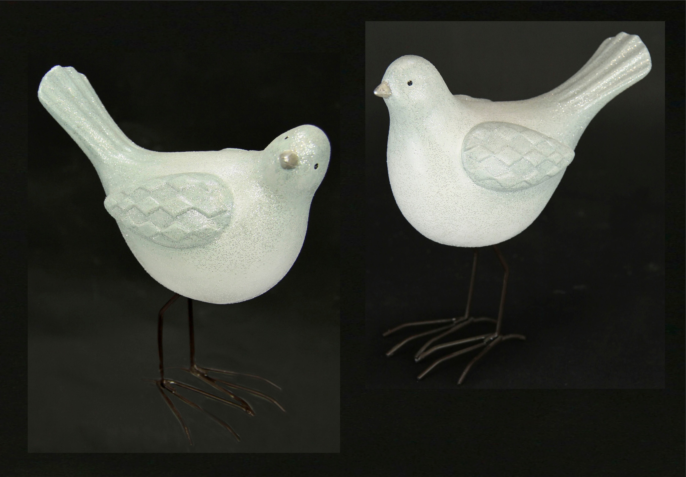 I.GE.A. Weihnachtsfigur »Vogel aus Terrakotta mit Glitzer, 2er Set, weiß, Höhe ca. 18 cm«, Weihnachtsdeko, Tierfigur