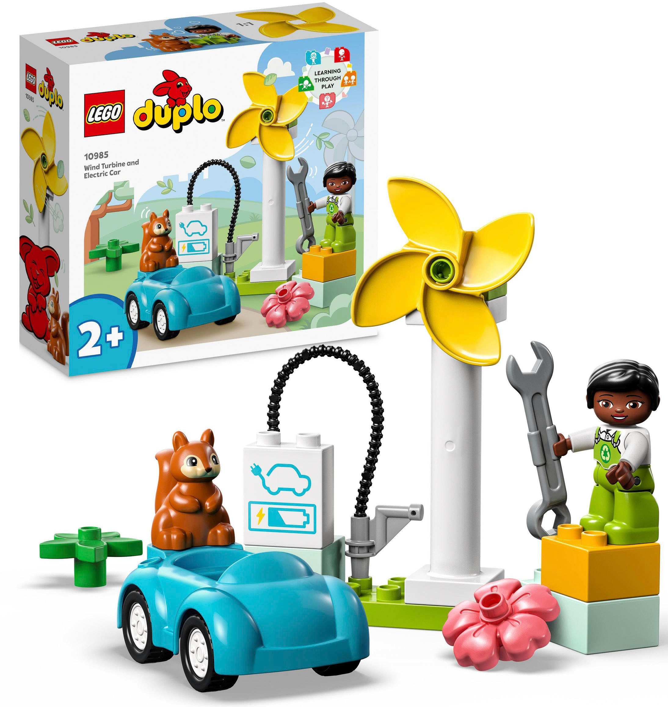 Konstruktionsspielsteine »Windrad und Elektroauto (10985), LEGO® DUPLO Town«, (16...