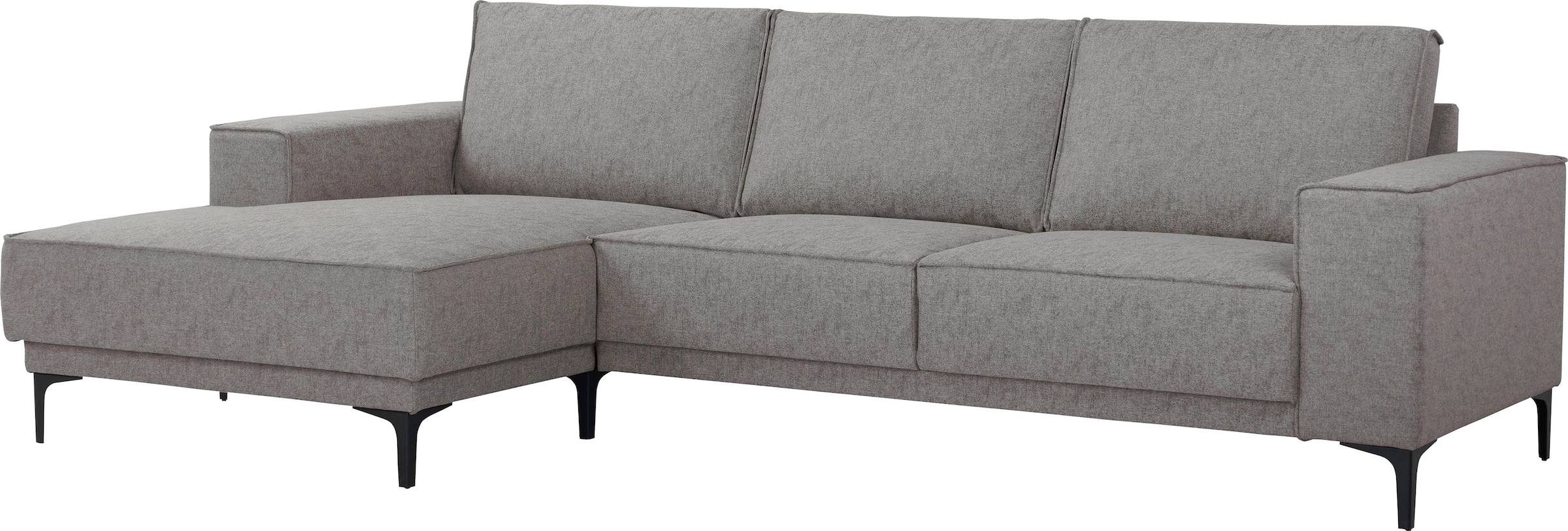 Places of Style Ecksofa »Polsterecke Oland, Struktur, Flachgewebe, Luxus-Microfaser, Boucle«, L-Form, 280 cm, Wellenunterfederung, Skandi-Design, Metallfüße