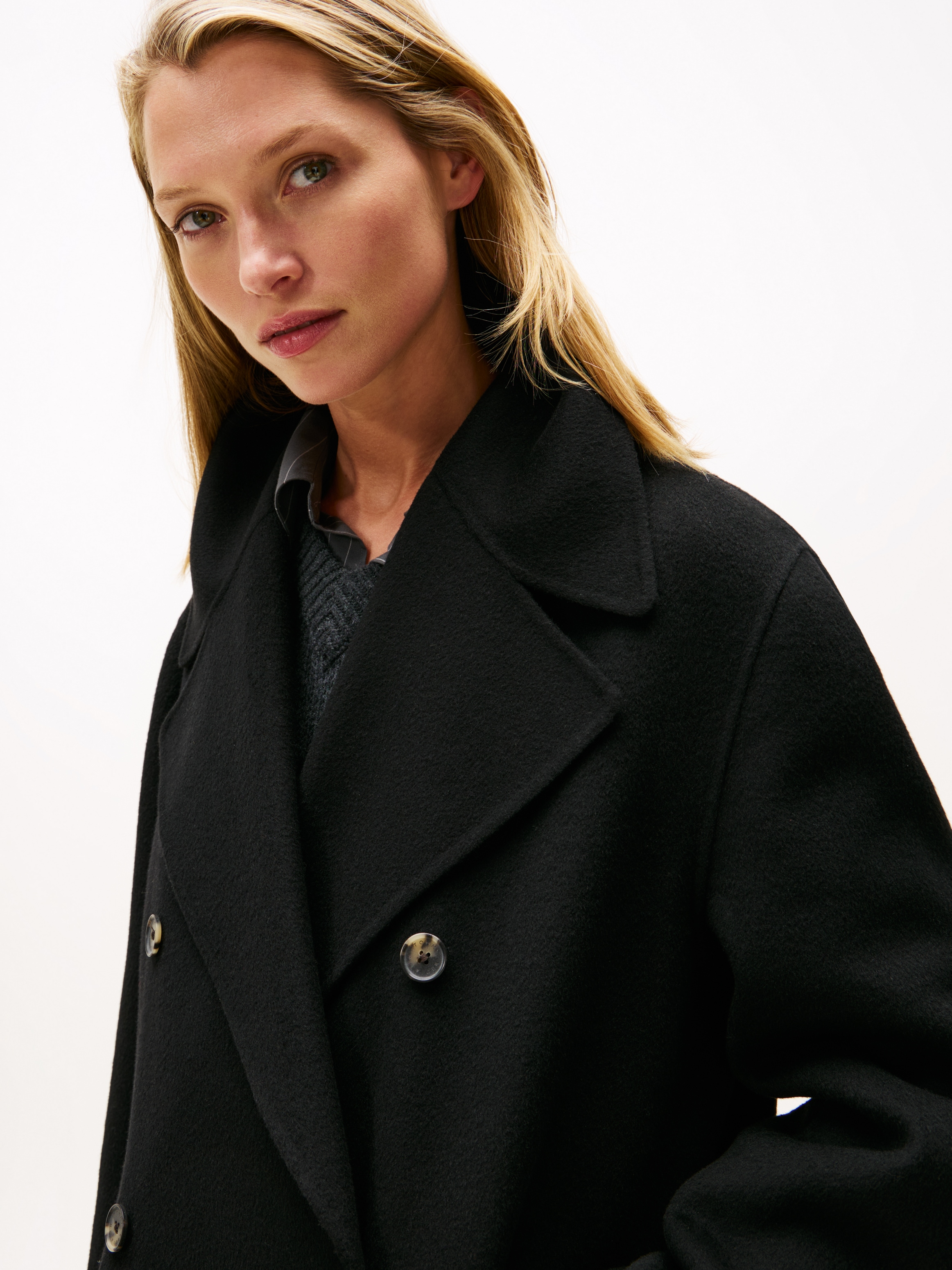 Tommy Hilfiger Kurzmantel »DF WOOL BLEND REG PEACOAT« mit Wolle