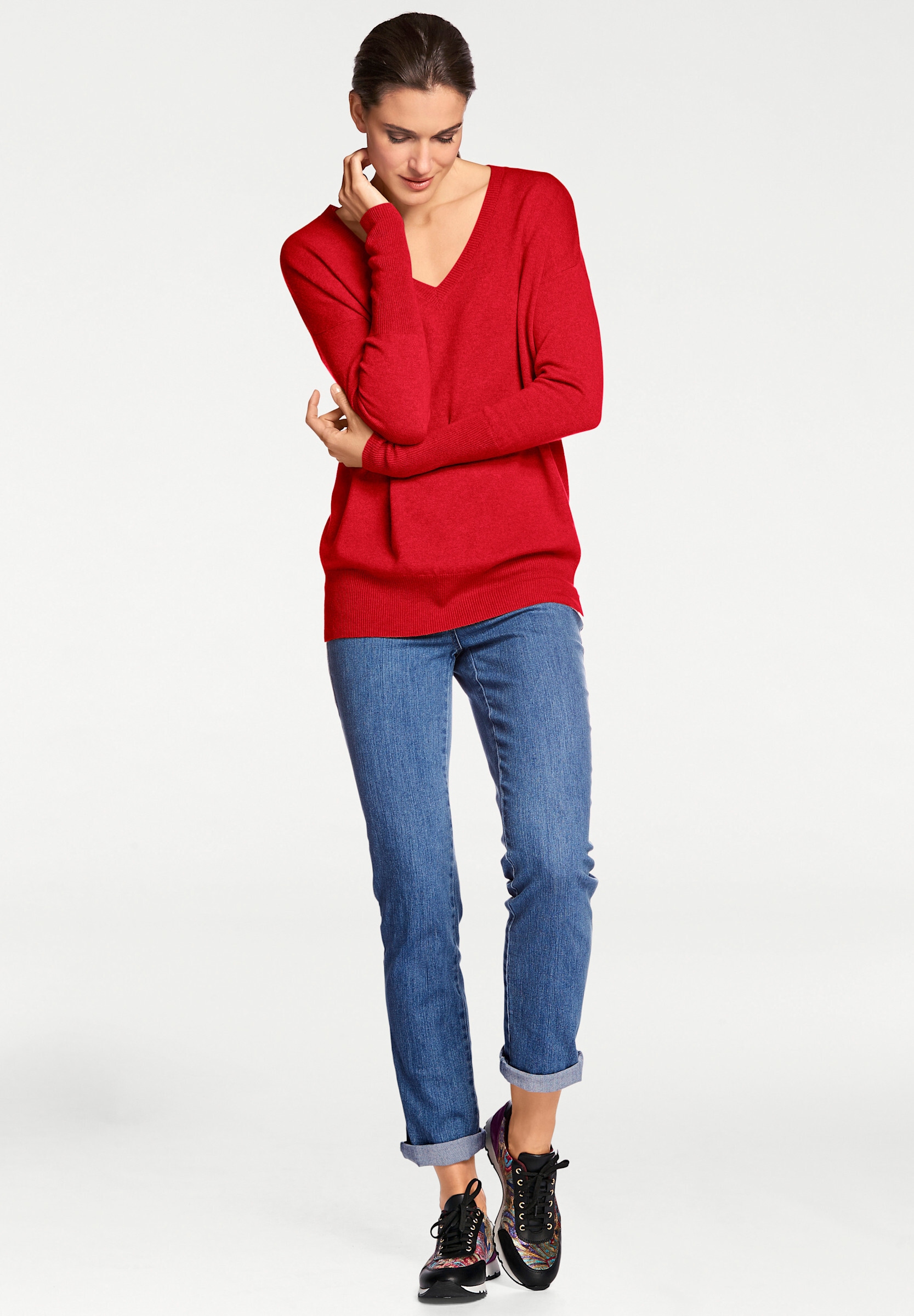 heine Longpullover »V-Pullover Kaschmirpullover mit V-Ausschnitt«