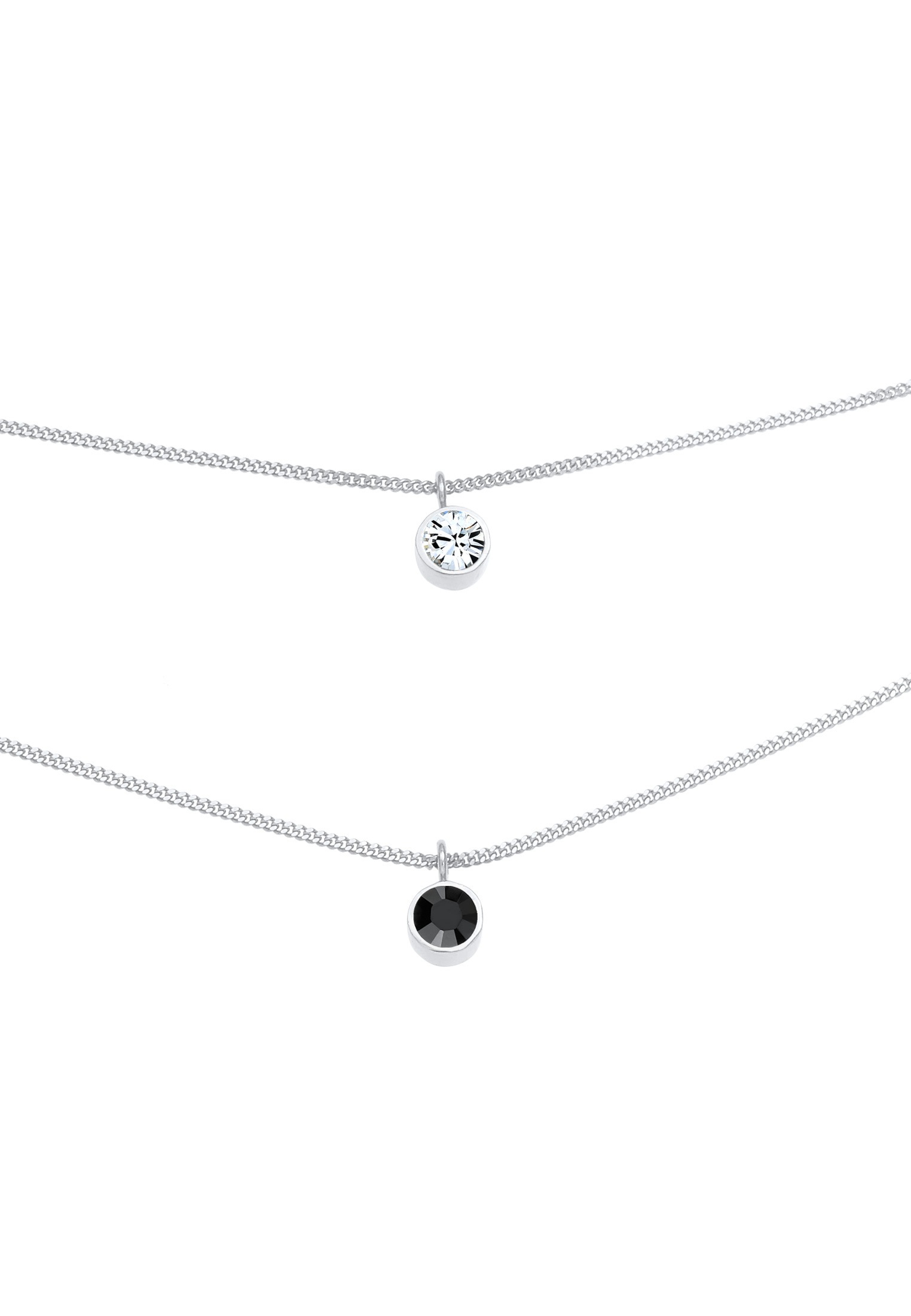 Elli Silberkette »Halskette Choker Layer Kristalle Rund 925 Silber«
