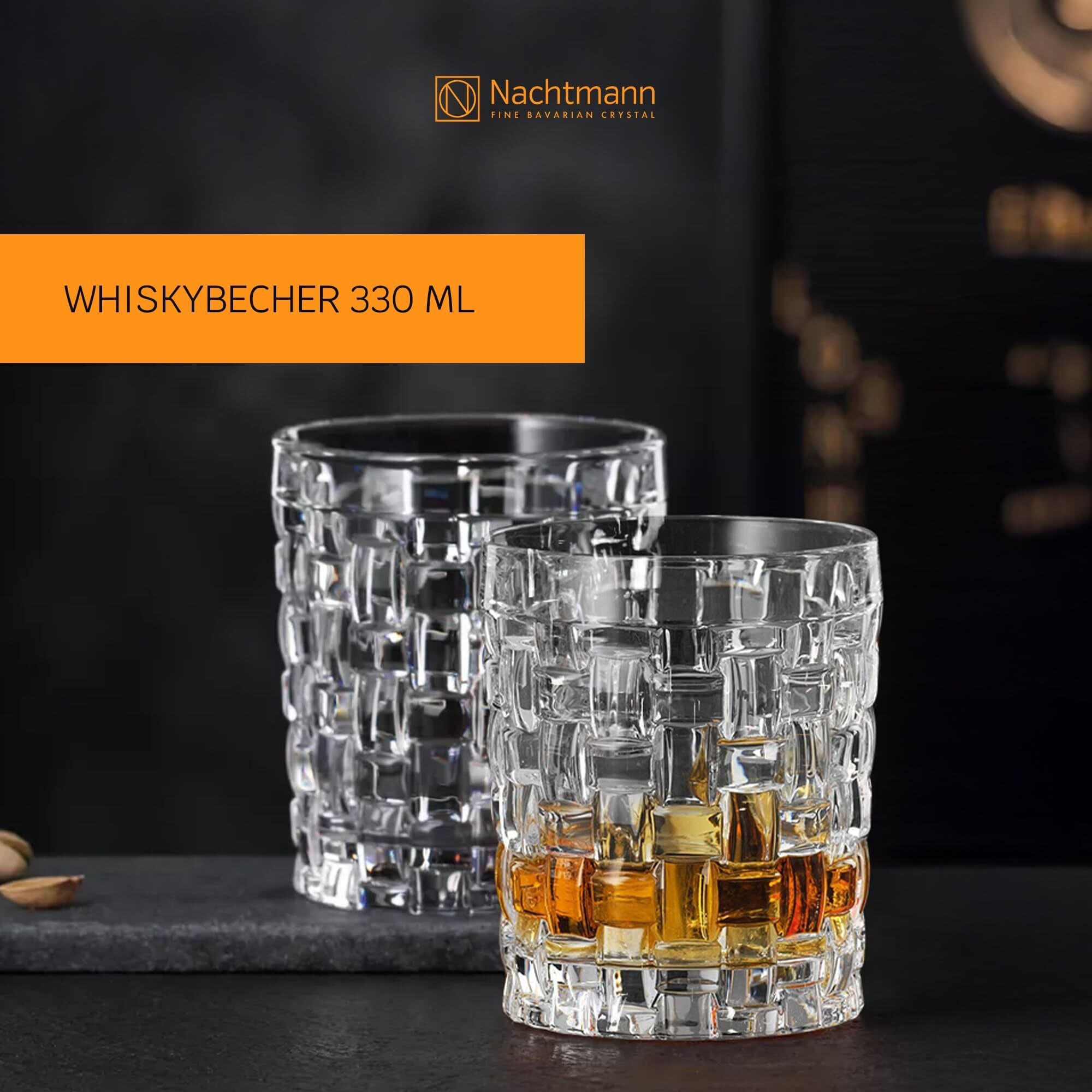 Nachtmann Whiskyglas »Whiskygläser Bossa Nova 330 ml 4er Set transparent« Erhöhte Bruchfestigkeit, Kristallglas, spülmaschinenfest