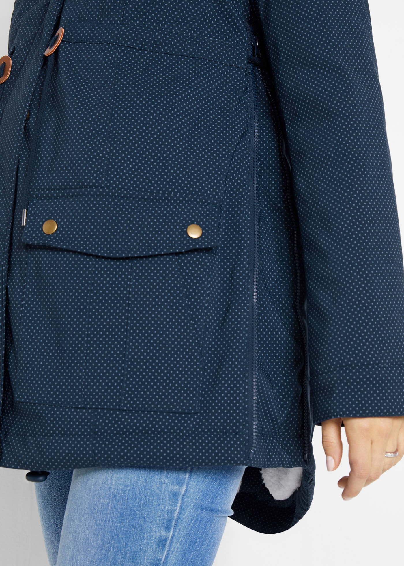 bonprix Umstandsjacke mit Kapuze mit abnehmbarem Trageeinsatz mit Kapuze, figurbetonte Passform