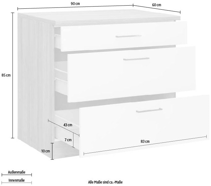 wiho Küchen Unterschrank »Zell«, mit großen Auszügen, Breite 90 cm online  bei OTTO