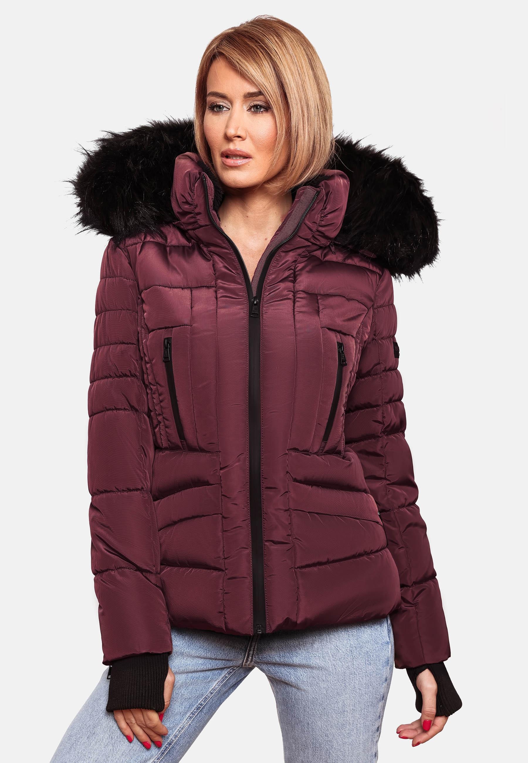 Navahoo Steppjacke »Winterjacke Adele« mit Kapuze hochwertige Winterjacke mit edler Kunstfell- Kapuze