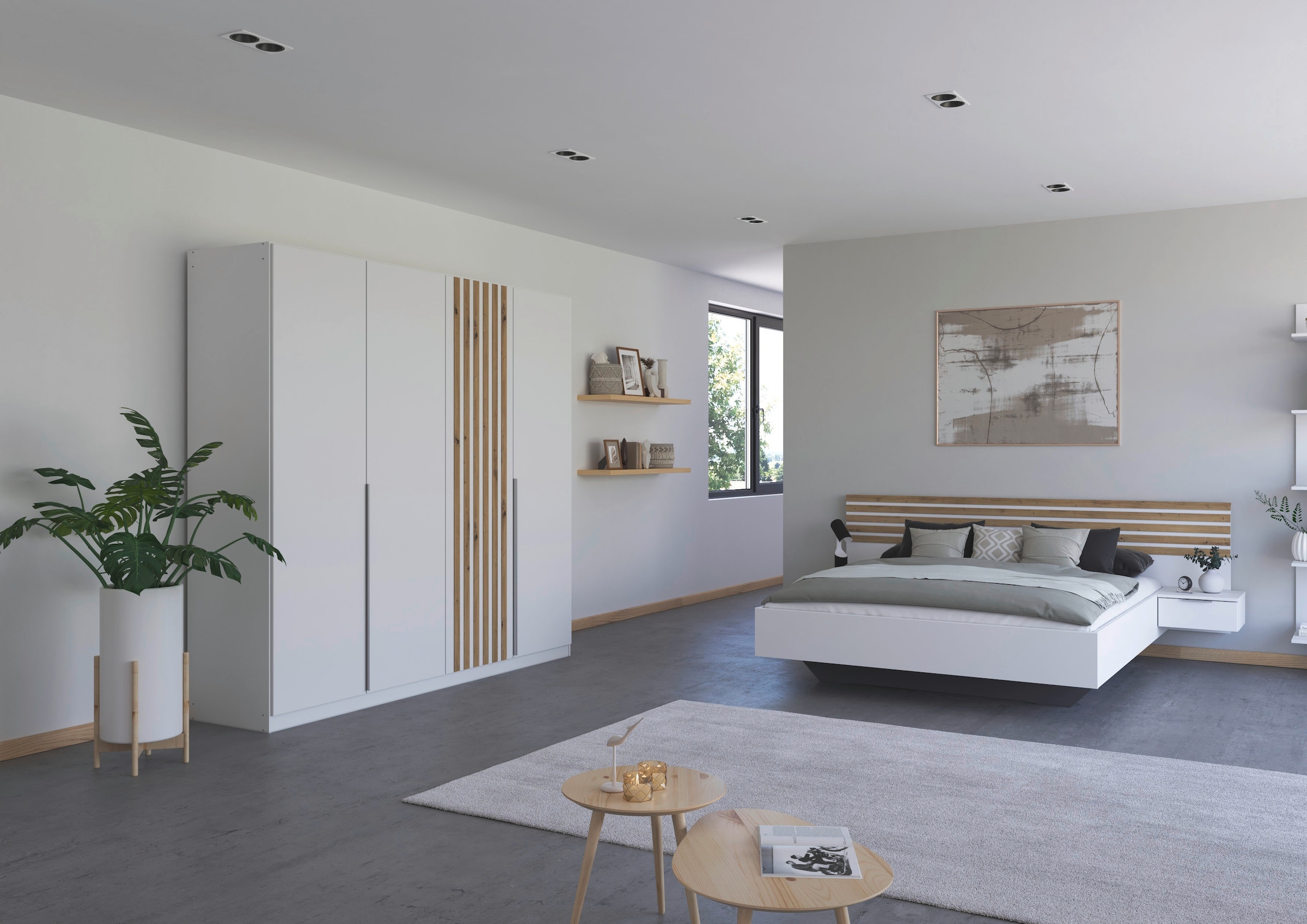 rauch Schlafzimmer-Set »Komplettzimmer Komplett Set Schrank 226 cm Bett 160/180 cm LAMELLA« Set, 3 verschiedene Ausstattungen BASIC/CLASSIC/PREMIUM (inkl. SOFT-CLOSE), 4 tlg. tlg.