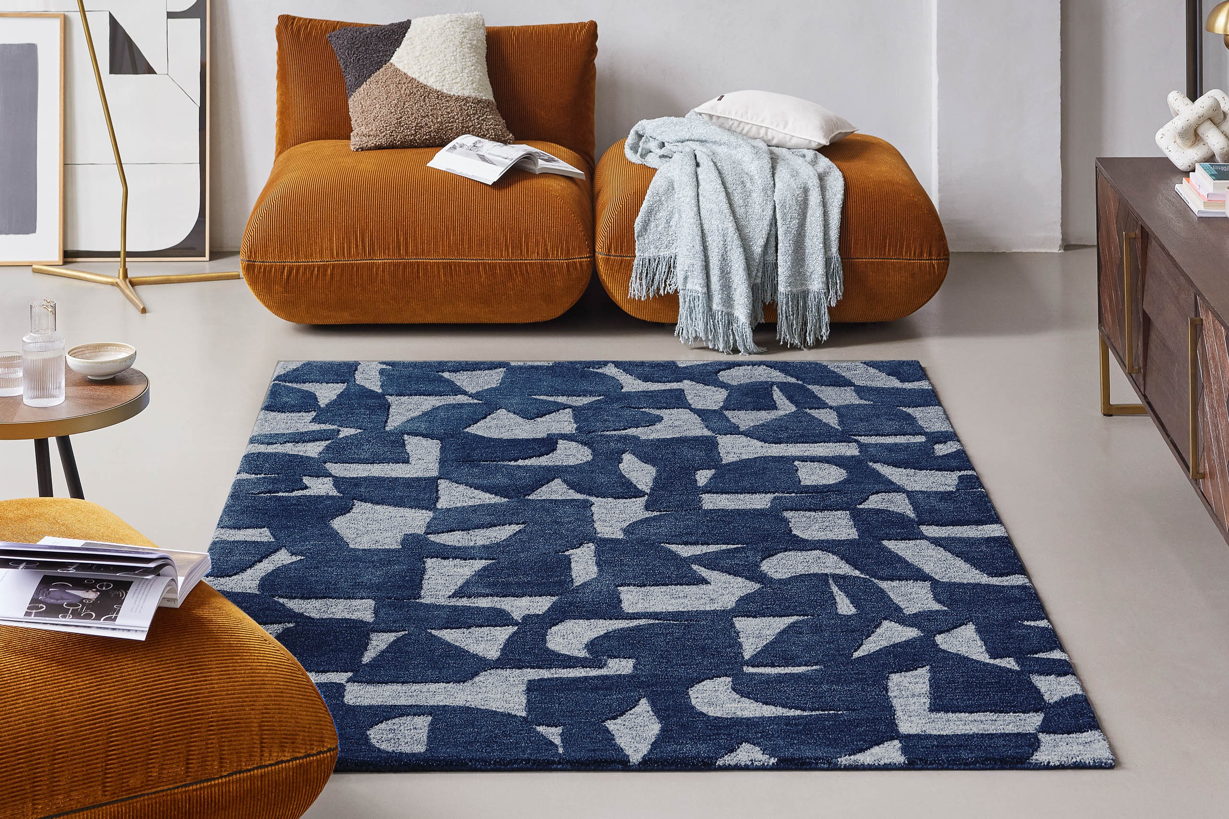 Wecon home Teppich »Ocean State« rechteckig 10 mm Höhe handgefertigt, gemustert, pflegeleicht, Wolle, Wohnzimmer, Esszimmer