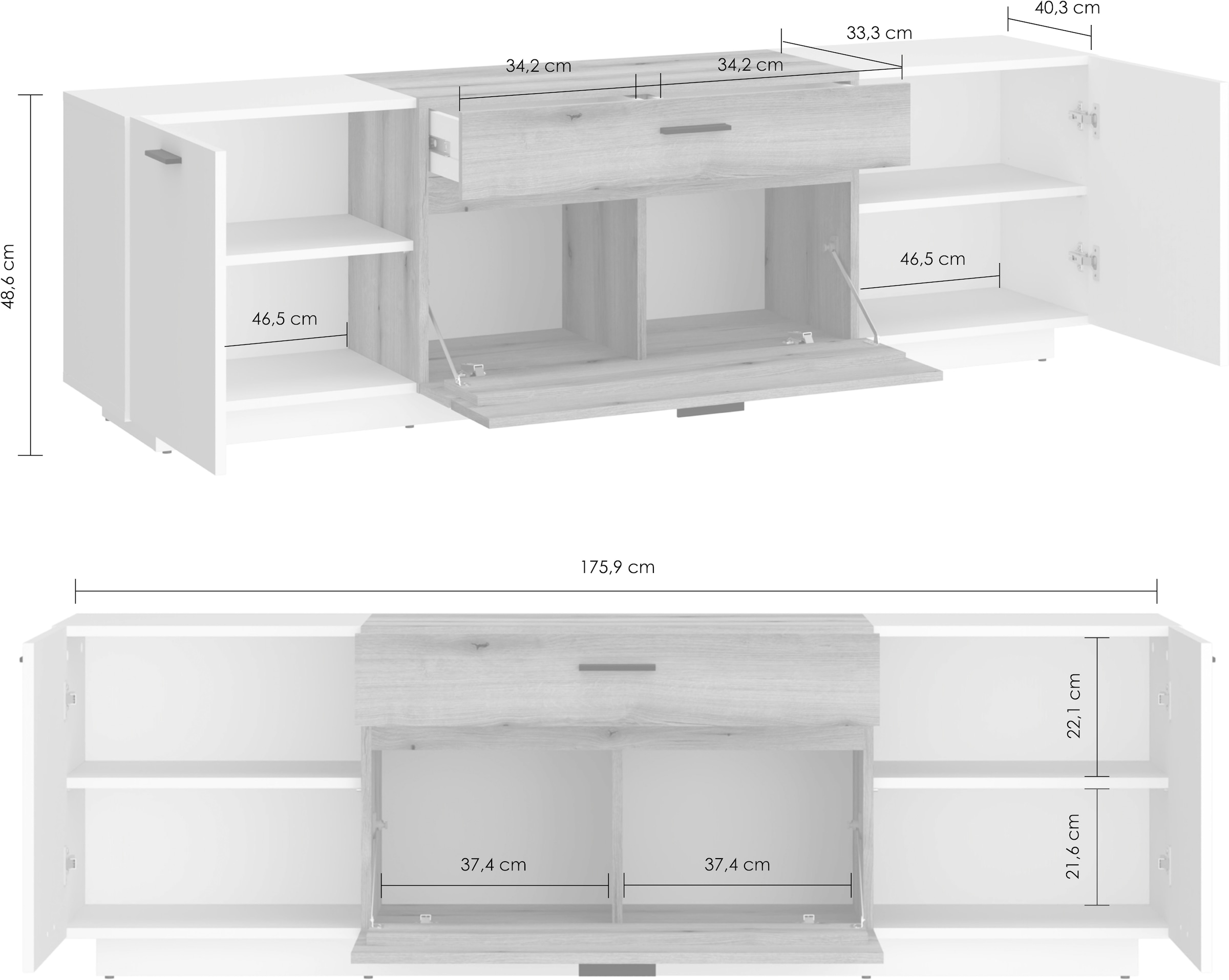 Home affaire Lowboard »Dalano« Breite ca.176 cm