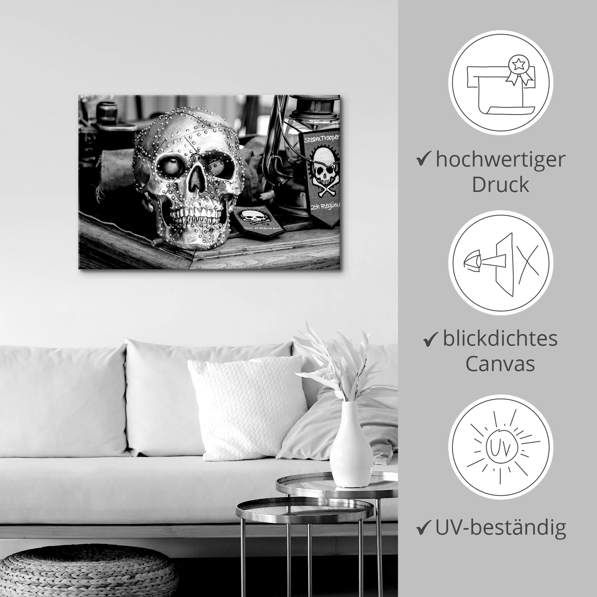 Artland Wandbild »Totenkopf«, klassische Fantasie, (1 St.), als Leinwandbild, Poster, Wandaufkleber in verschied. Größen