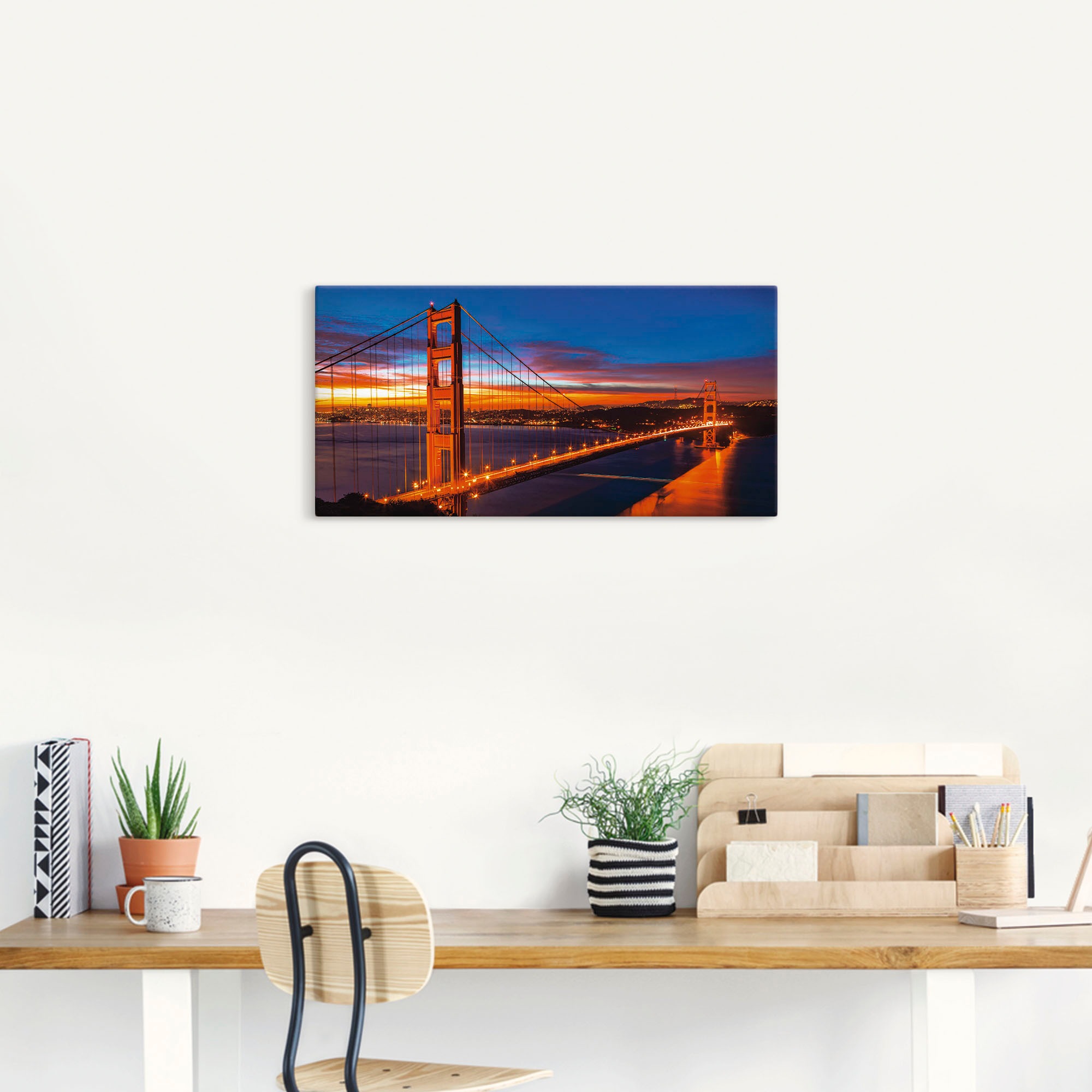 Artland Wandbild »The Golden Gate Bridge am frühen Morgen«, Brücken, (1 St.), als Leinwandbild, Wandaufkleber in verschied. Größen