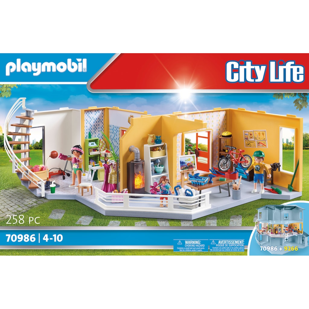 Playmobil® Konstruktions-Spielset »Etagenerweiterung Wohnhaus (70986), City Life«, (258 St.)