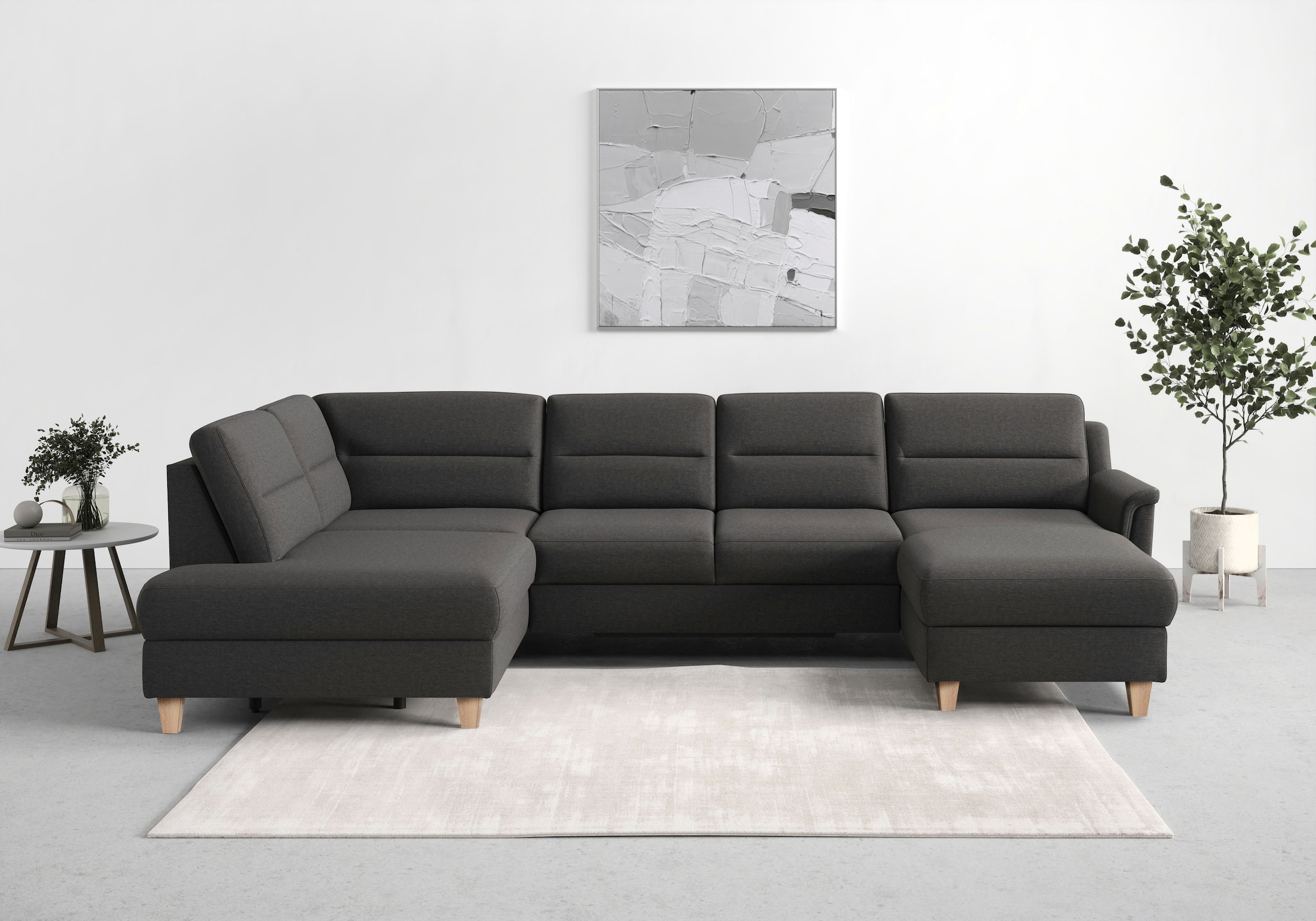 sit&more Wohnlandschaft »Farö U-Form« inklusive Federkern, wahlweise mit Bettfunktion und Bettkasten