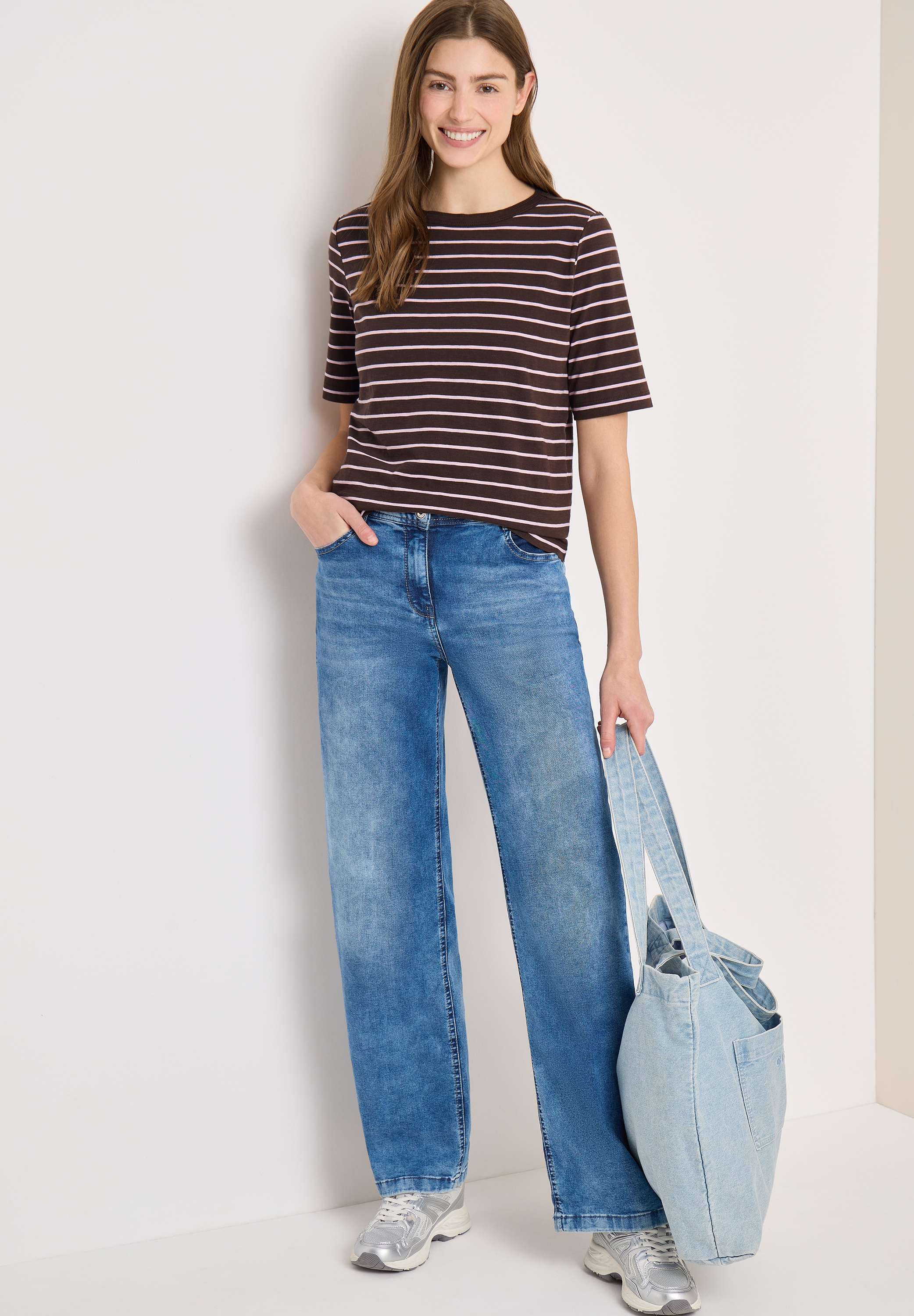 Cecil Rundhalsshirt Sommershirt im Streifen-Look