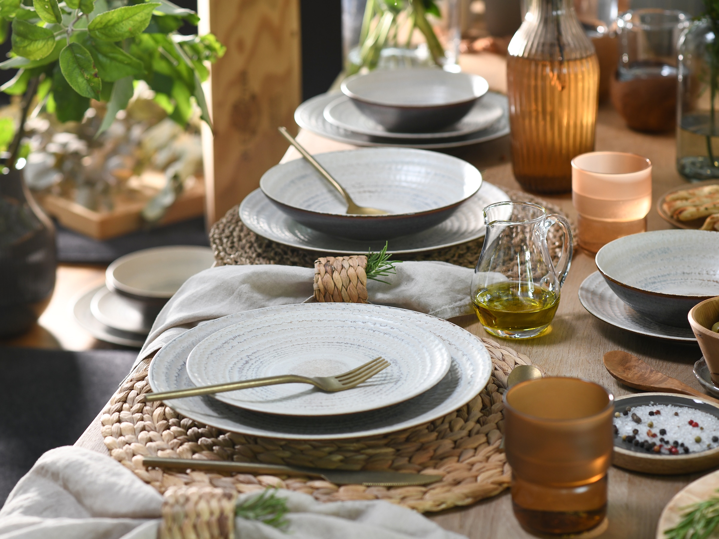 CreaTable Teller-Set »Neapel, Service 12-tlg.« Teller Set, Edles Tellerset, Vulkanoptik