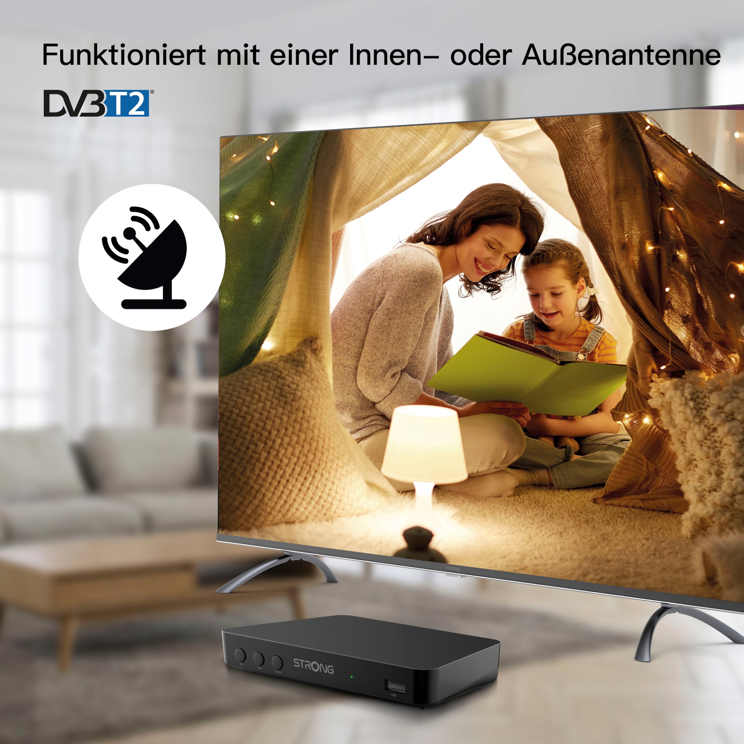 Strong DVB-T2 HD Receiver »SRT 8208«, (USB-Mediaplayer-Time-Shift-EPG (elektronische Programmzeitschrift)-Automatischer Sendersuchlauf-Kindersicherung)