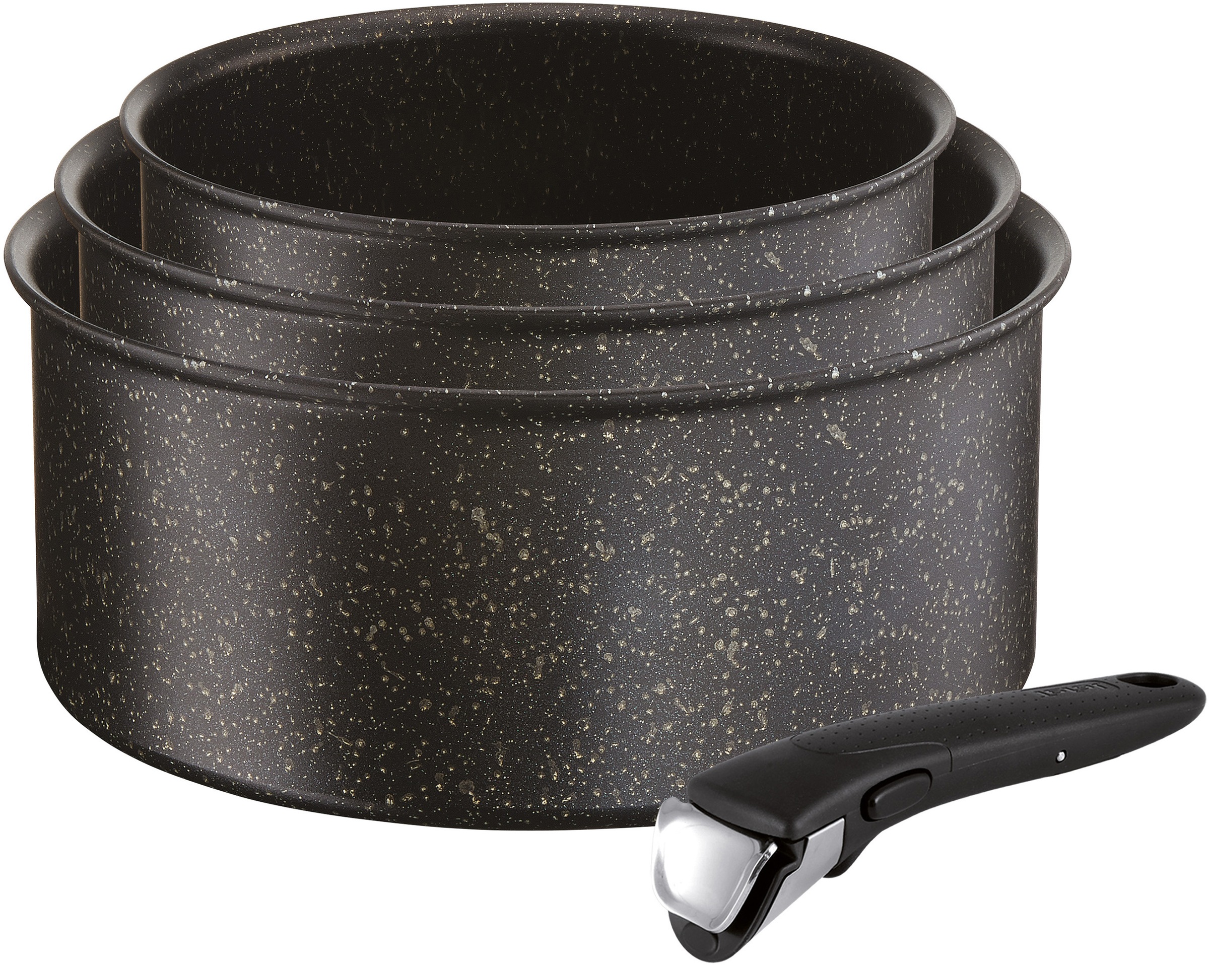 Tefal Topf-Set »L67190 Ingenio Authentic«, Aluminium, (Set, 4 tlg.), Kasserollen-Set, 16 + 18 + 20 cm, Aluminium, Antihaftbeschichtung, Alle Herdarten (auch Induktion), Abnehmbarer Griff