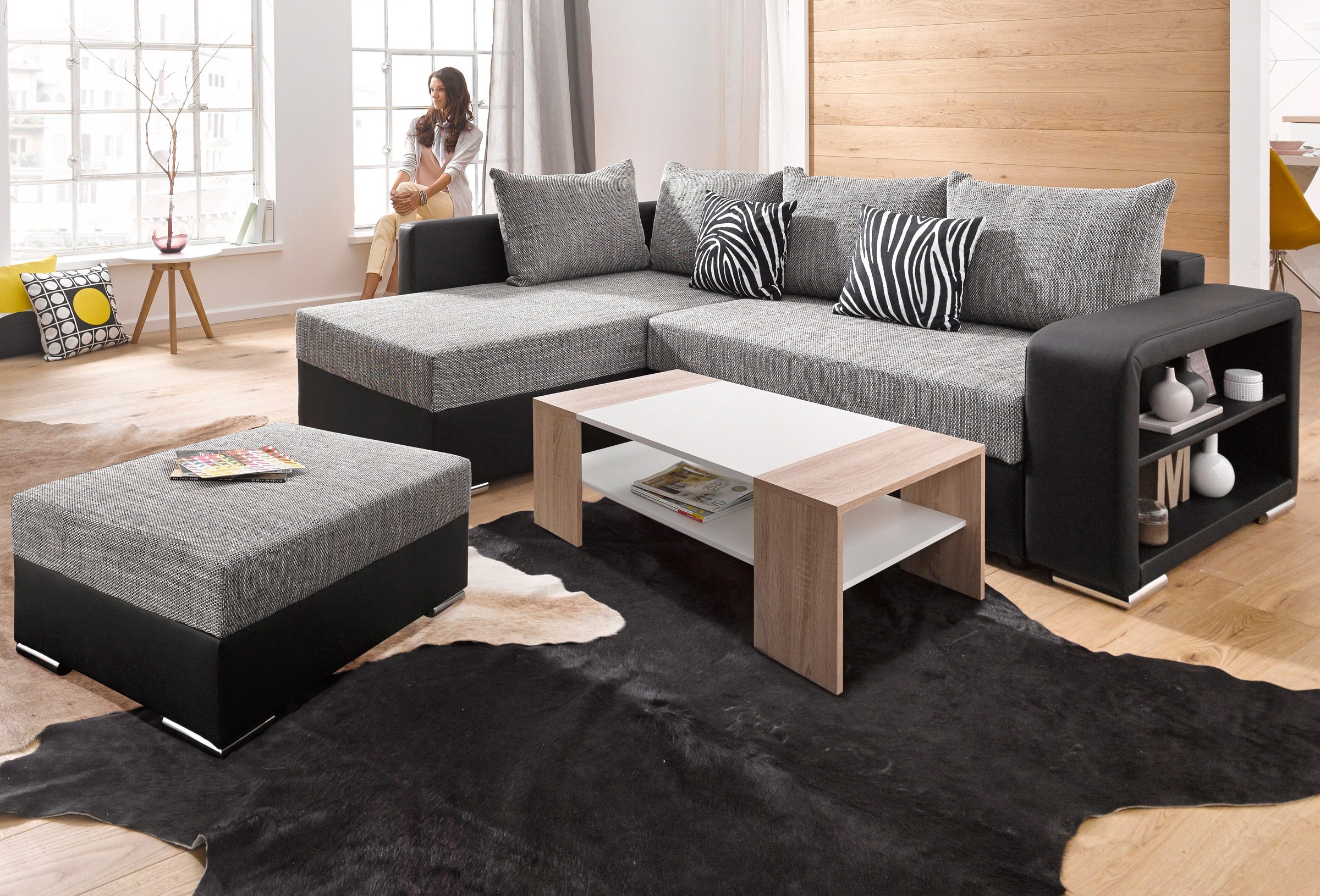 COLLECTION AB Hocker »John«, Frei im Raum stellbar, wahlweise mit Federkern